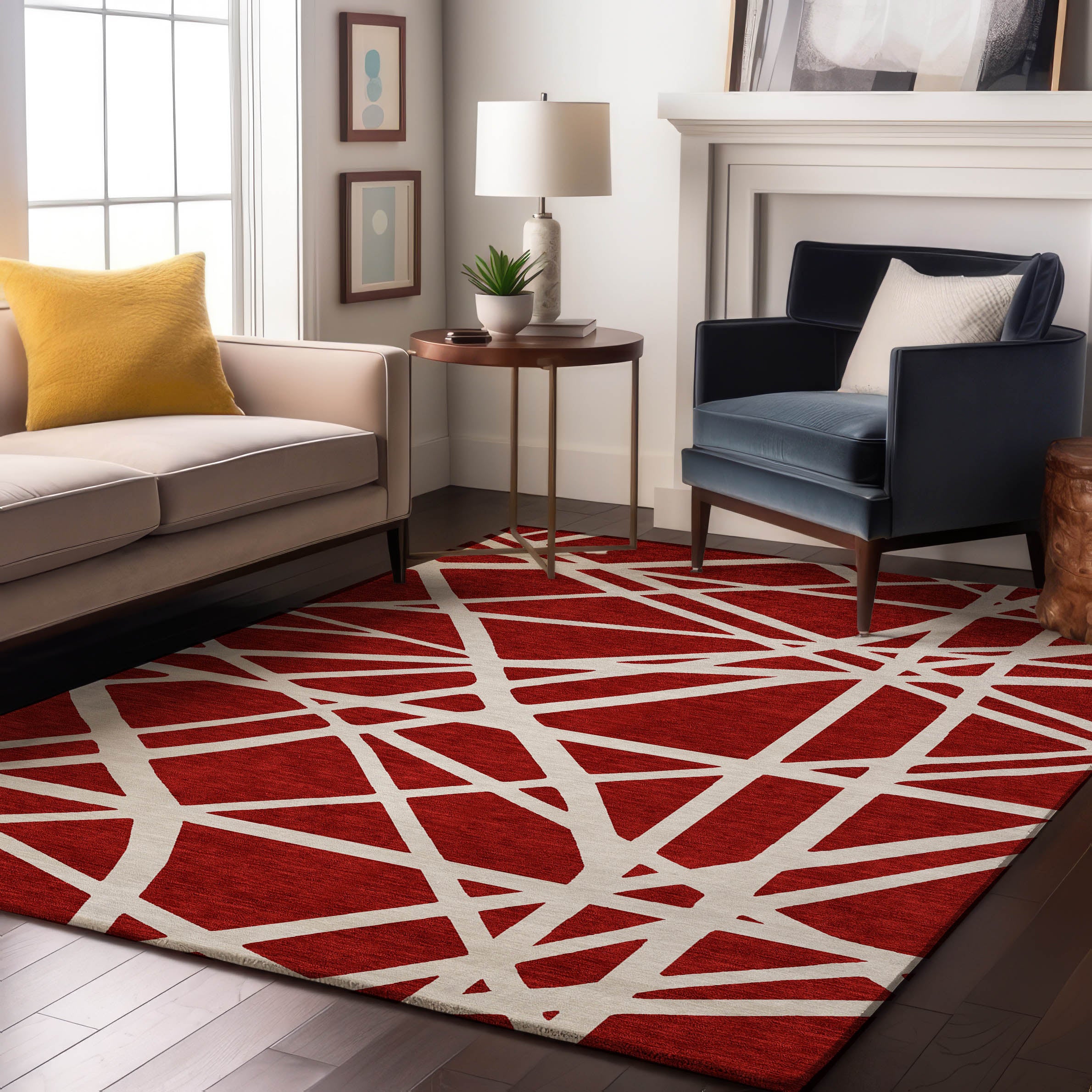 Bern Machine Washable Transitional Red Rug 2'6" x 3'10" #shape_Rectangle