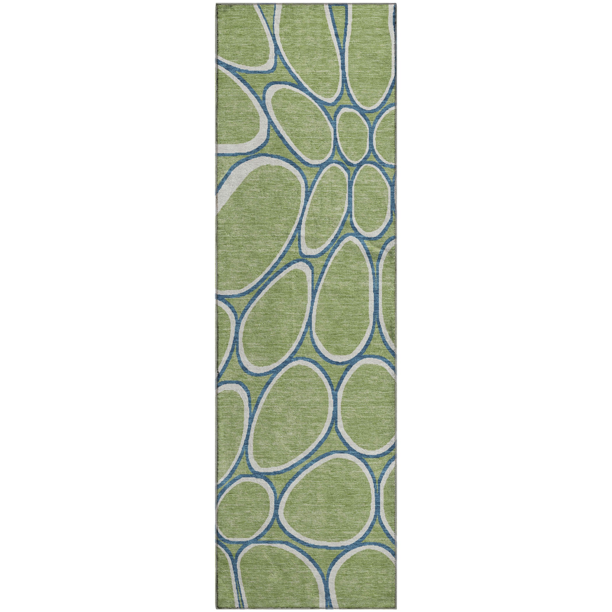 Oslo Machine Washable Transitional Aloe Green Rug 2'3" x 7'6" #shape_Runner