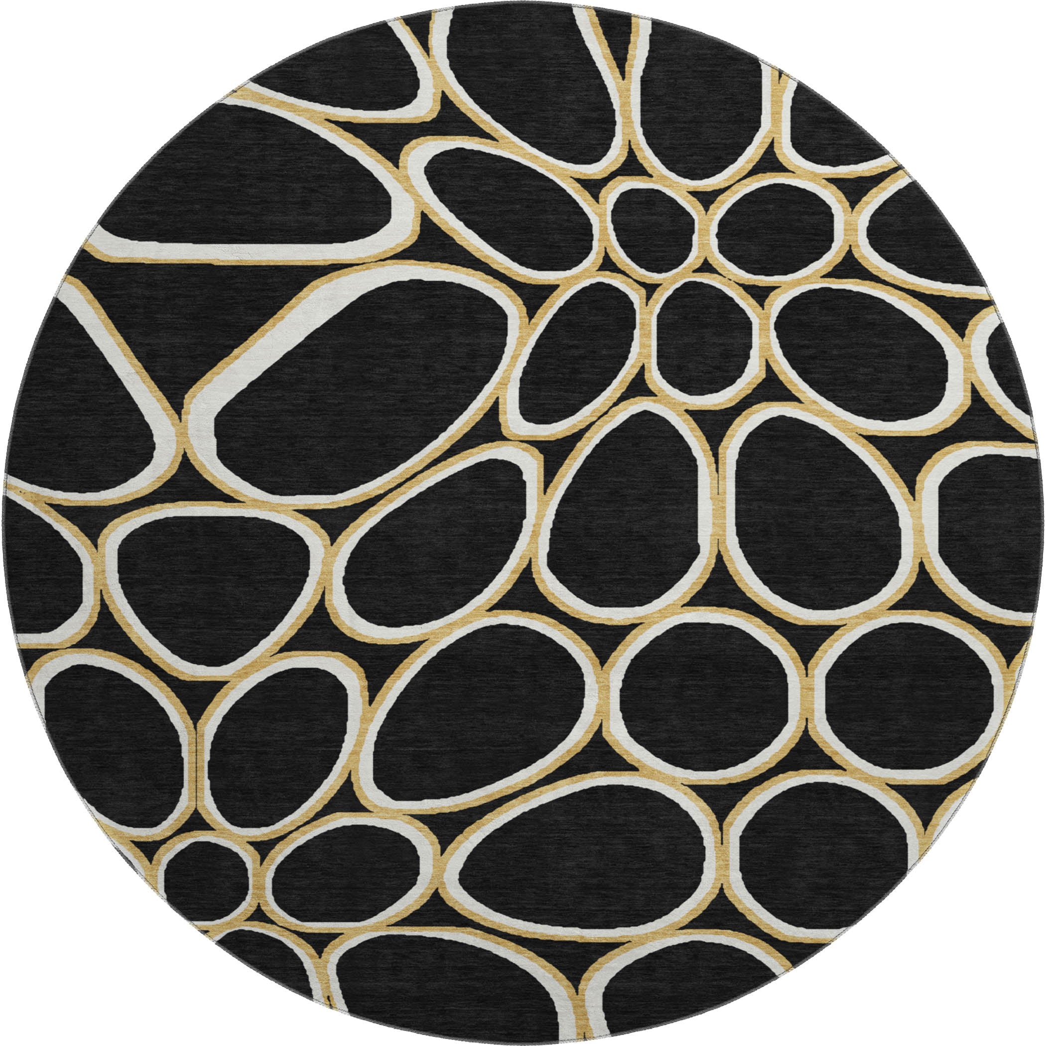 Oslo Machine Washable Transitional Black Rug 8' x 8' #shape_Round