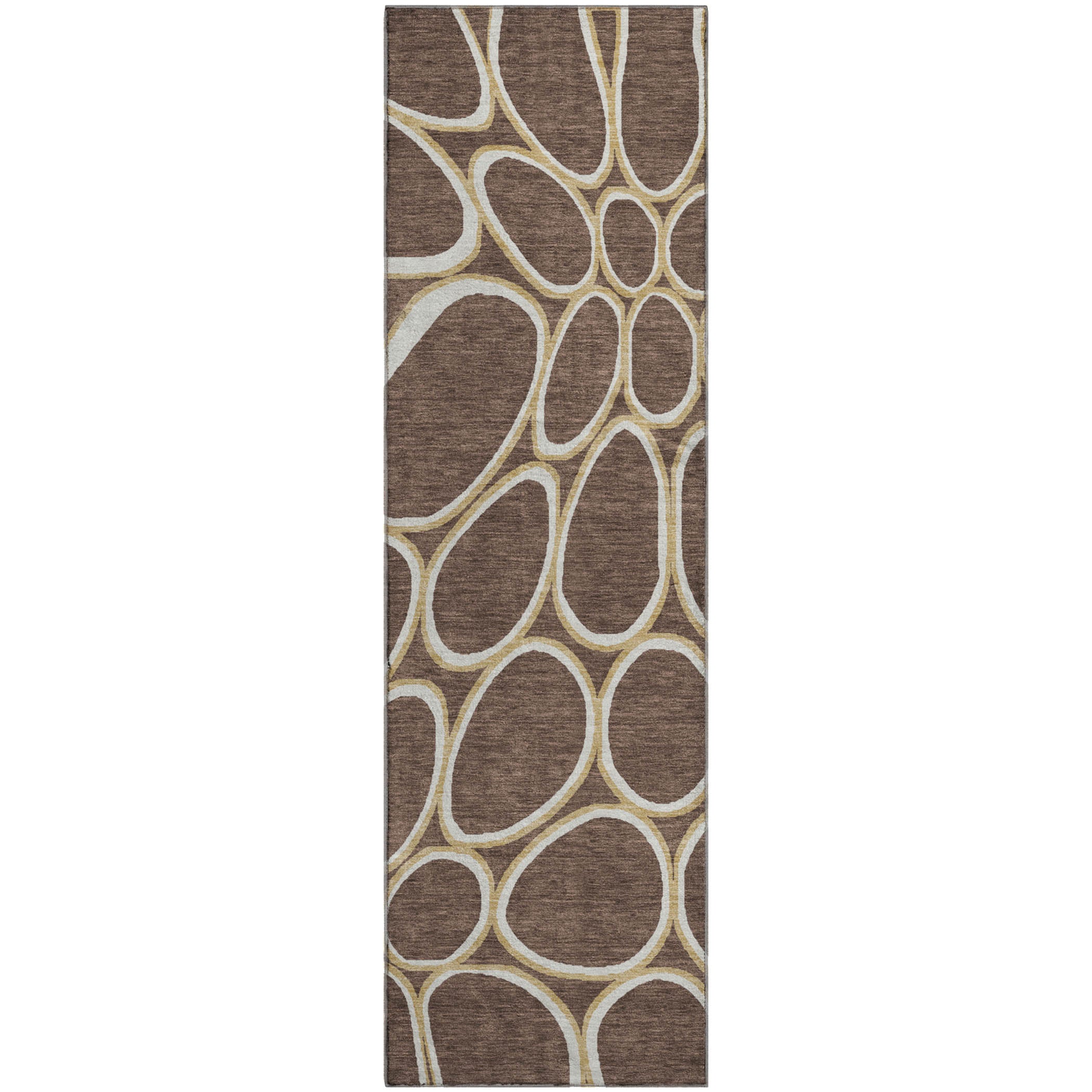 Oslo Machine Washable Transitional Brown Rug 2'3" x 7'6" #shape_Runner