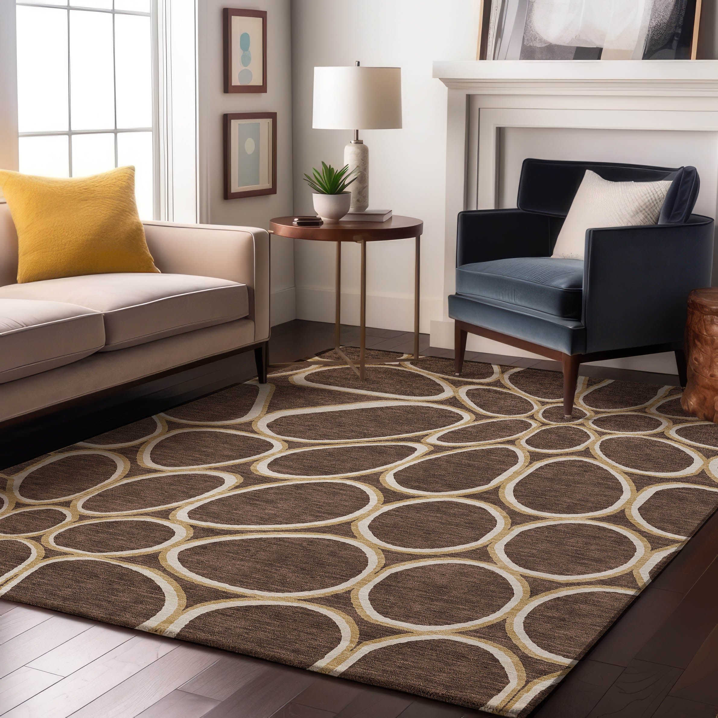 Oslo Machine Washable Transitional Brown Rug 2'6" x 3'10" #shape_Rectangle
