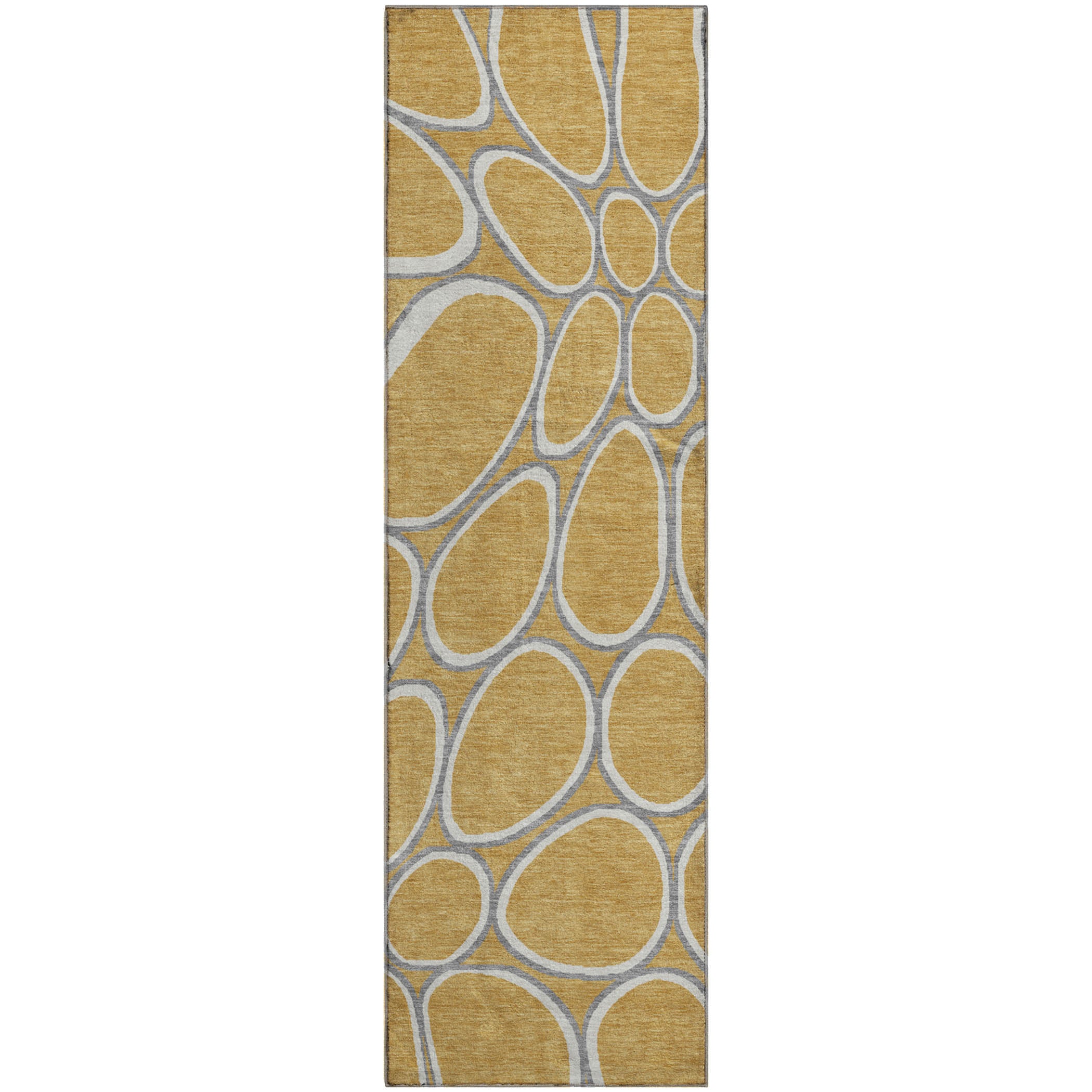 Oslo Machine Washable Transitional Gold Rug 2'3" x 7'6" #shape_Runner