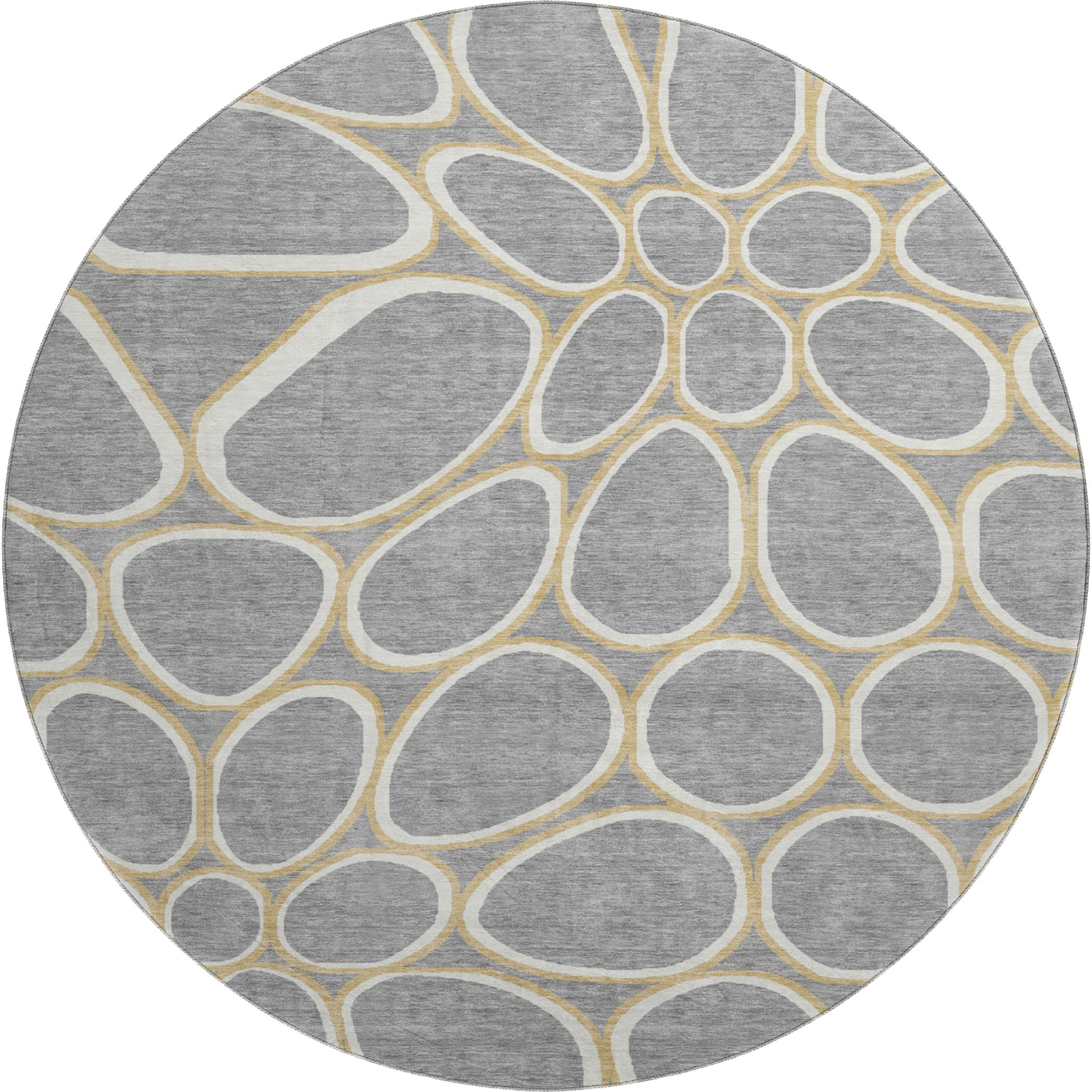 Oslo Machine Washable Transitional Gray Rug 8' x 8' #shape_Round