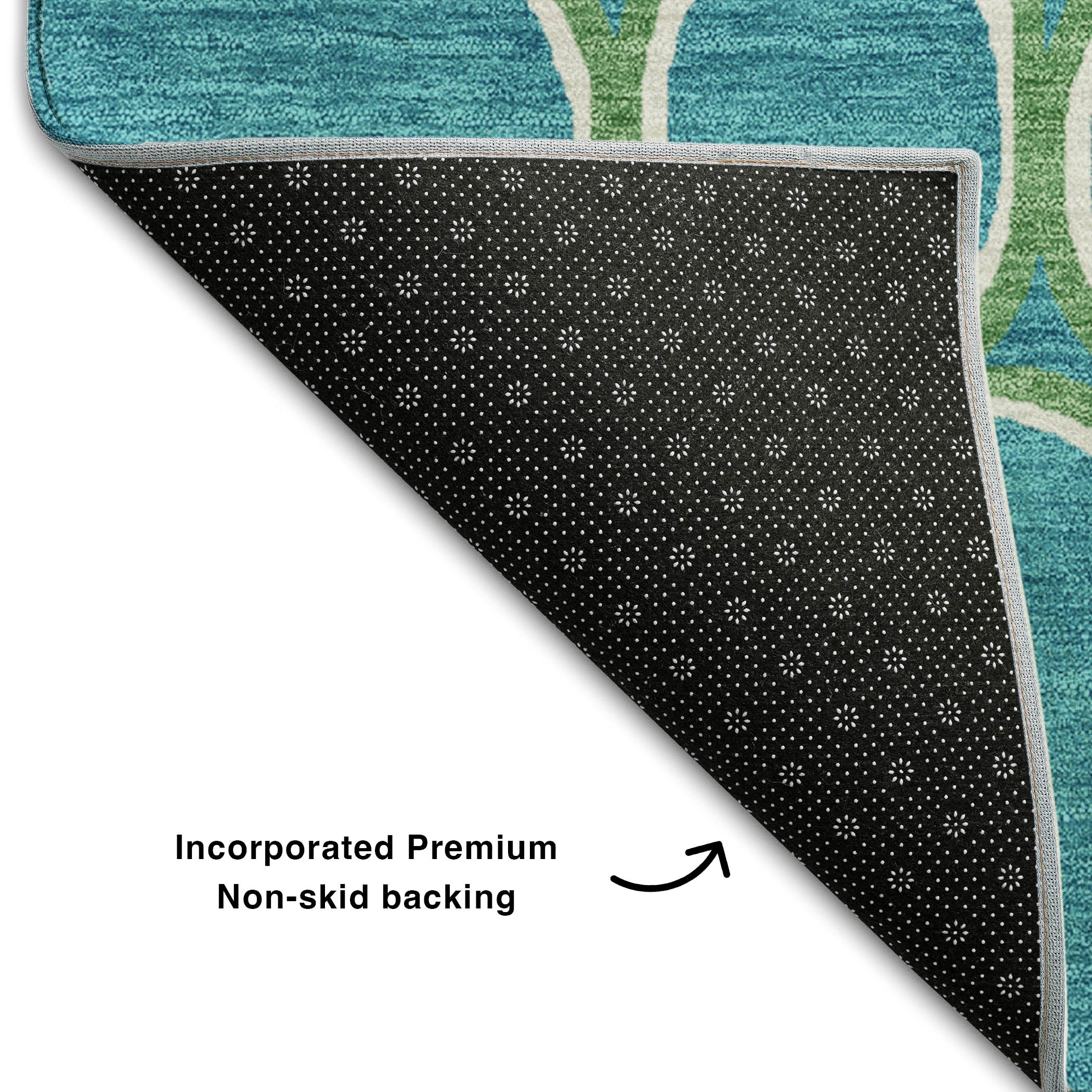 Oslo Machine Washable Transitional Teal Rug 1'8" x 2'6" #shape_Rectangle