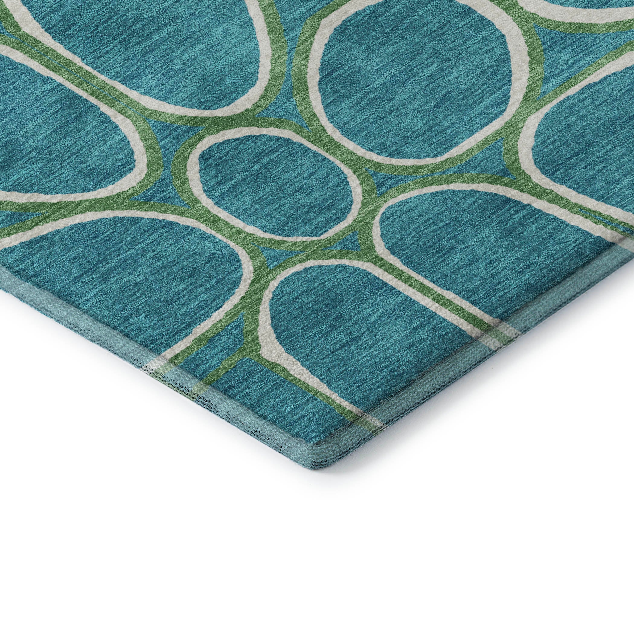 Oslo Machine Washable Transitional Teal Rug 1'8" x 2'6" #shape_Rectangle