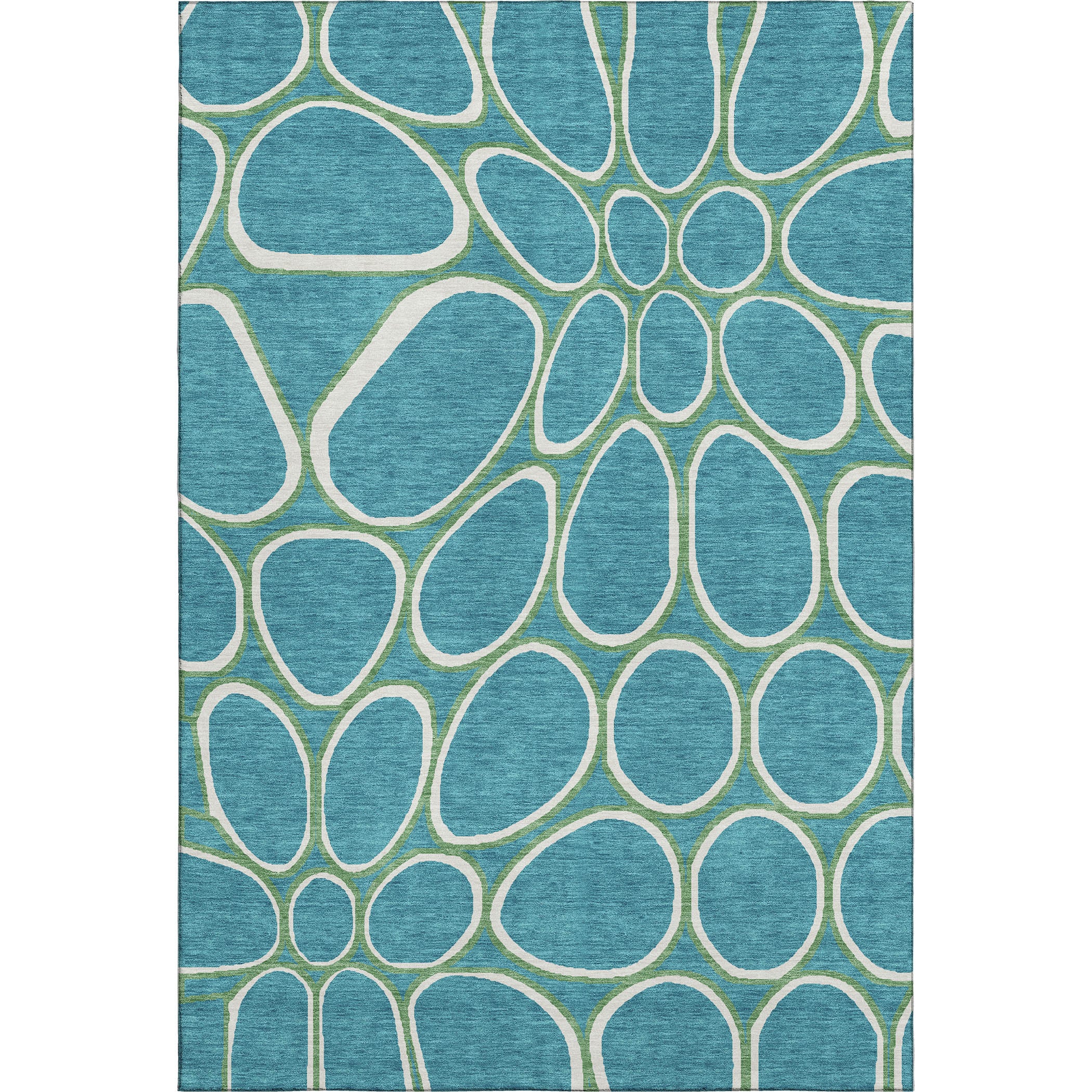 Oslo Machine Washable Transitional Teal Rug 2'6" x 3'10" #shape_Rectangle