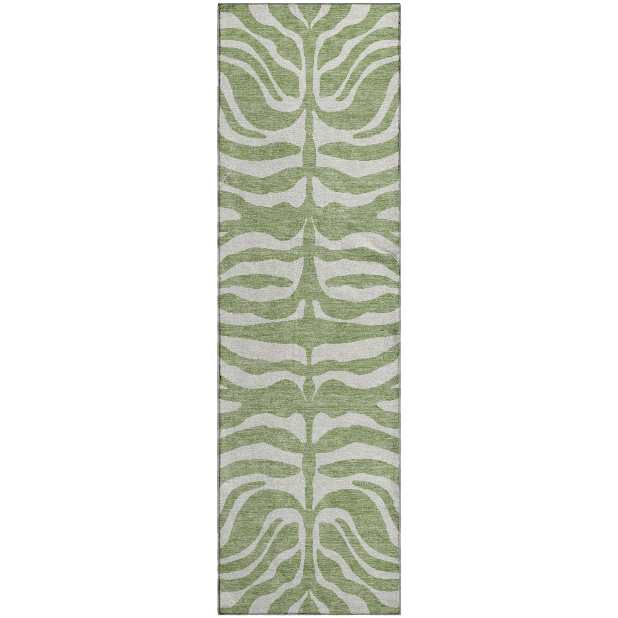 Dubrovnik Machine Washable Transitional Aloe Green Rug 2'3" x 7'6" #shape_Runner