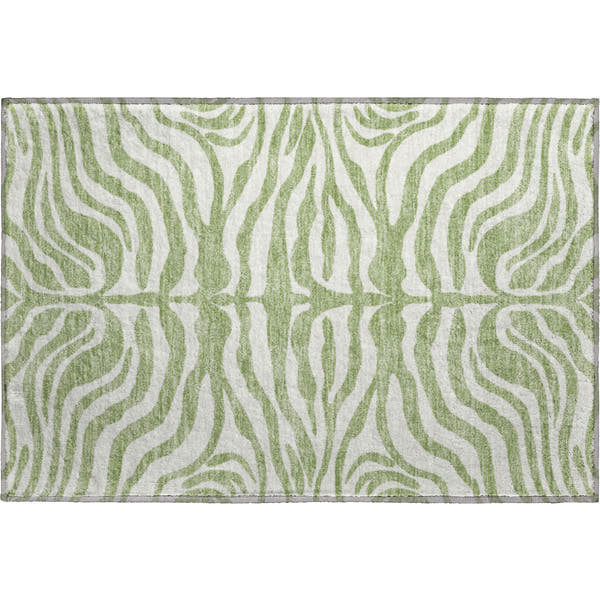 Dubrovnik Machine Washable Transitional Aloe Green Rug 1'8" x 2'6"