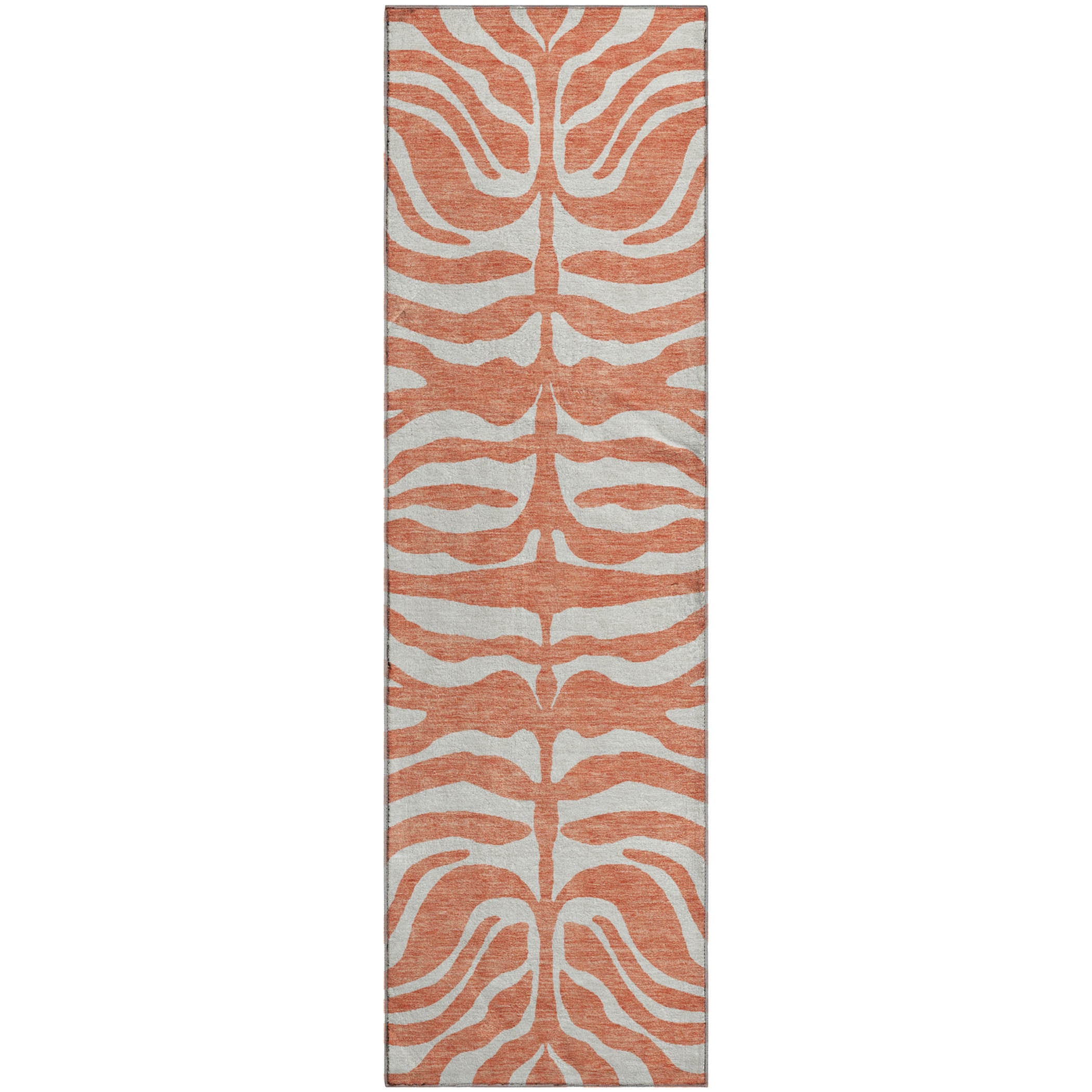 Dubrovnik Machine Washable Transitional Coral Orange Rug 2'3" x 7'6" #shape_Runner
