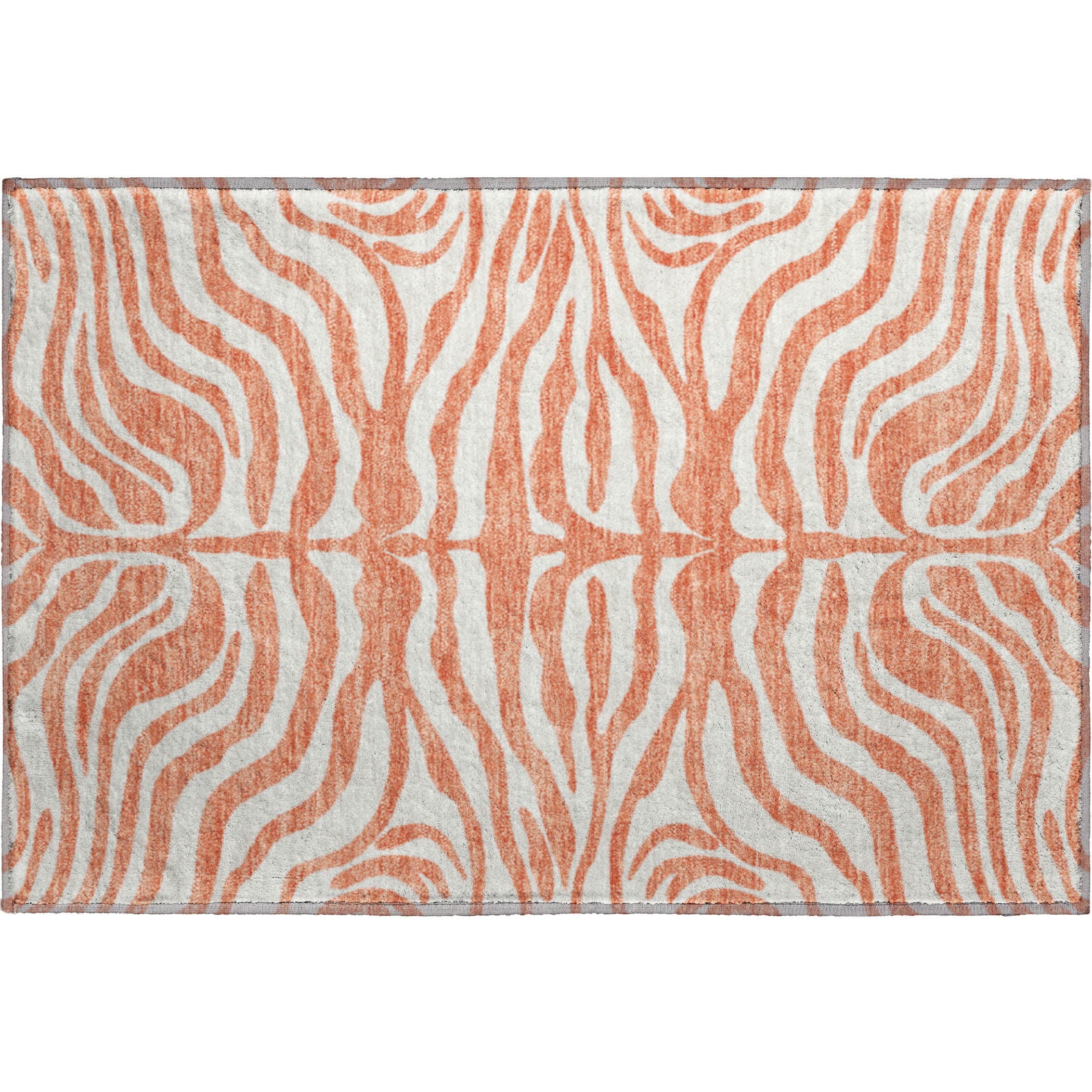 Dubrovnik Machine Washable Transitional Coral Orange Rug 1'8" x 2'6" #shape_Rectangle