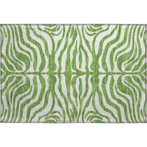 Dubrovnik Machine Washable Transitional Green Rug 1'8" x 2'6"