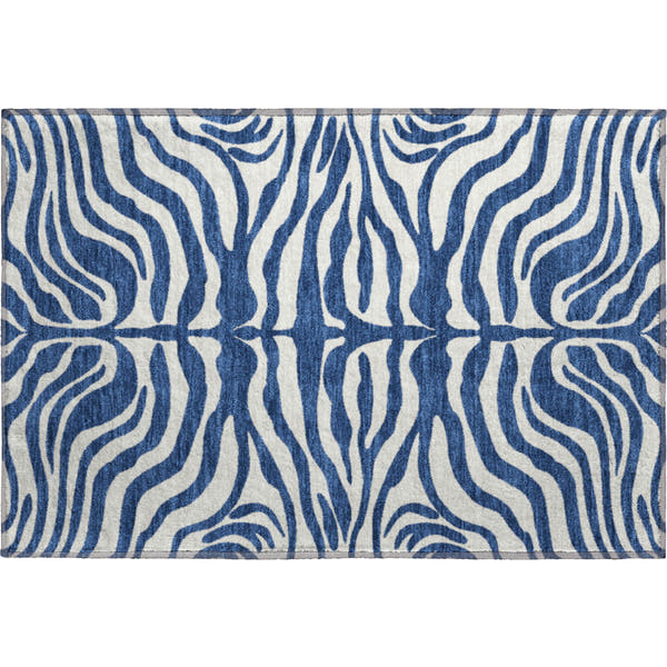 Dubrovnik Machine Washable Transitional Navy Blue Rug 1'8" x 2'6"