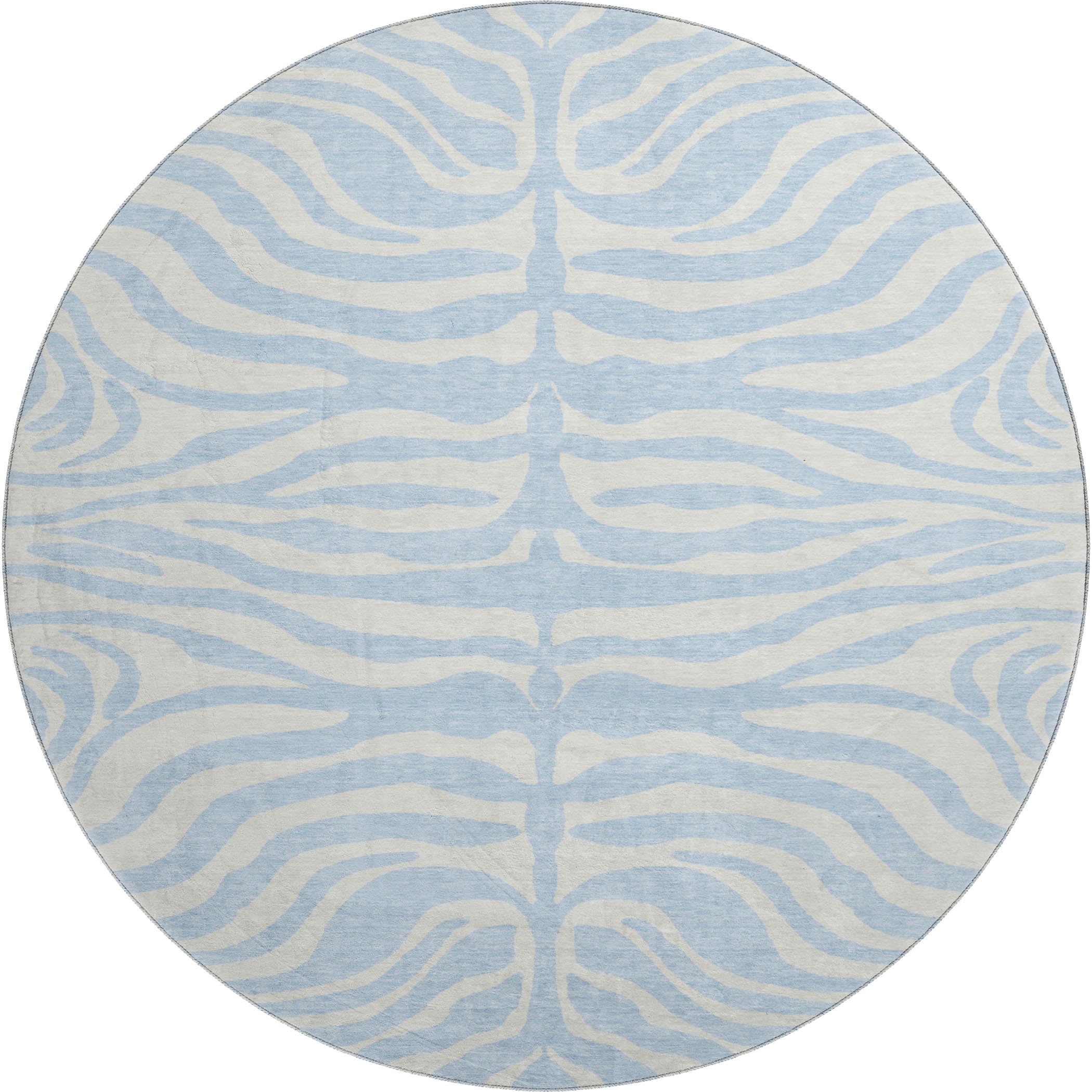 Dubrovnik Machine Washable Transitional Sky Blue Rug 8' x 8' #shape_Round