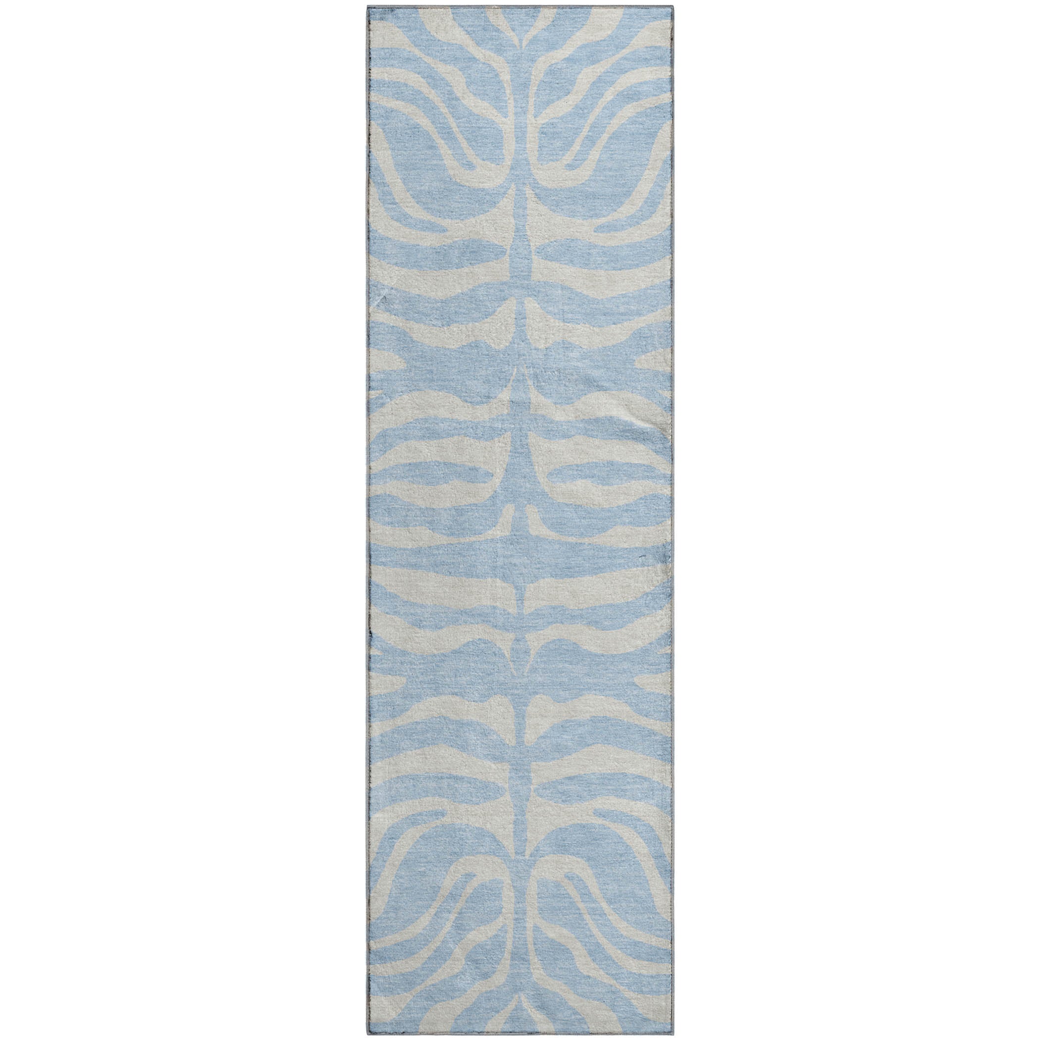 Dubrovnik Machine Washable Transitional Sky Blue Rug 2'3" x 7'6" #shape_Runner