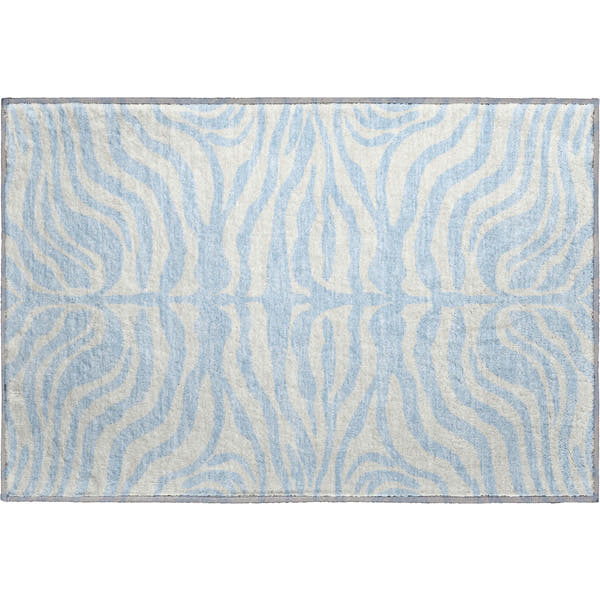 Dubrovnik Machine Washable Transitional Sky Blue Rug 1'8" x 2'6"