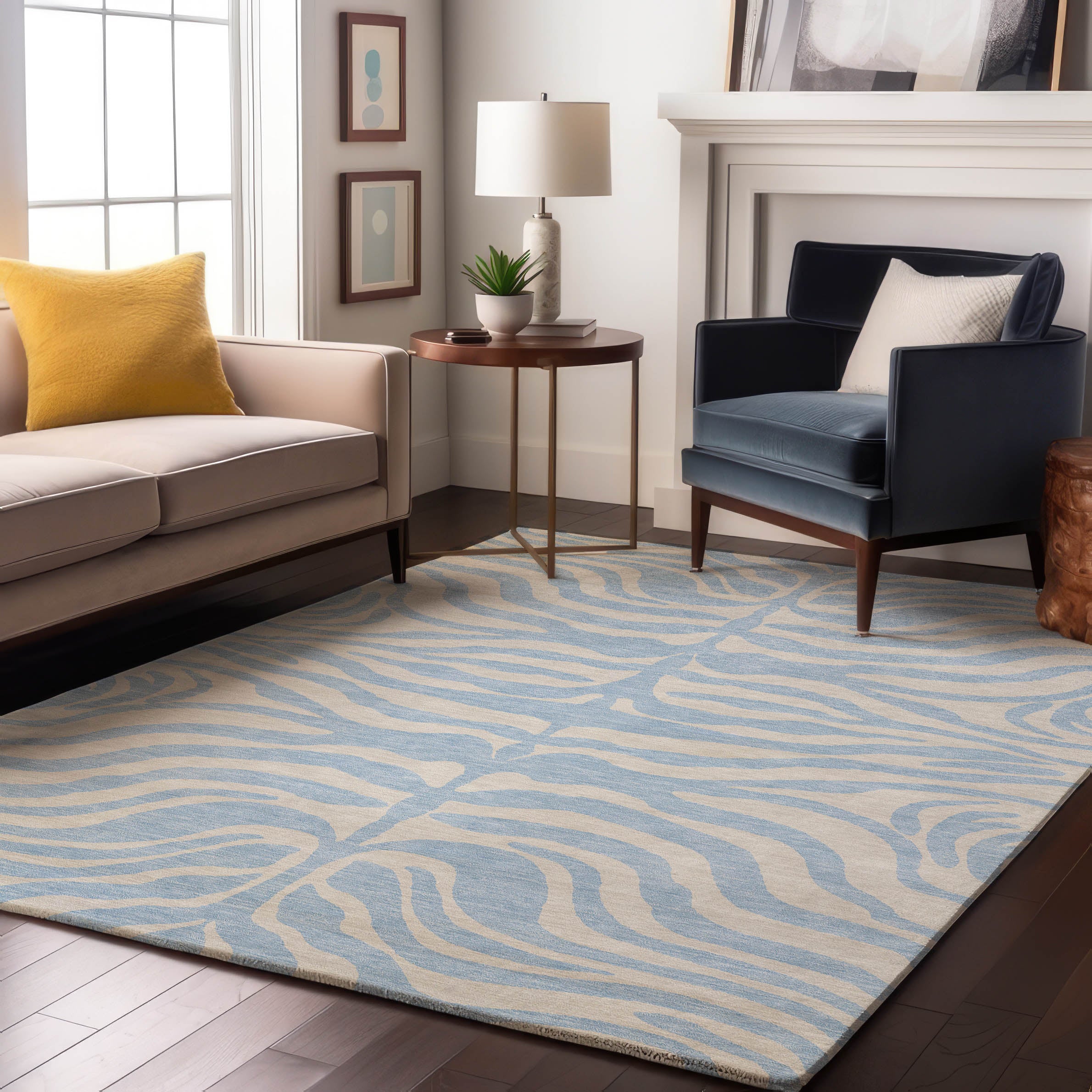 Dubrovnik Machine Washable Transitional Sky Blue Rug 2'6" x 3'10" #shape_Rectangle