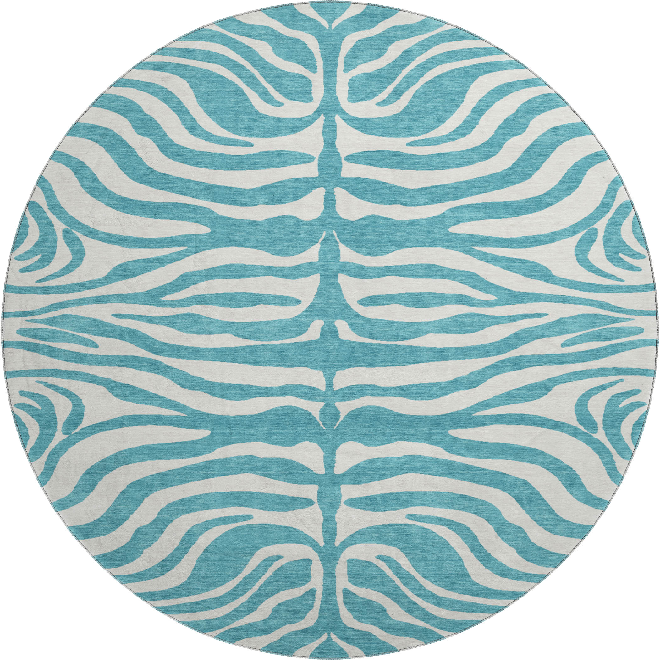 Dubrovnik Machine Washable Transitional Teal Rug 8' x 8' #shape_Round