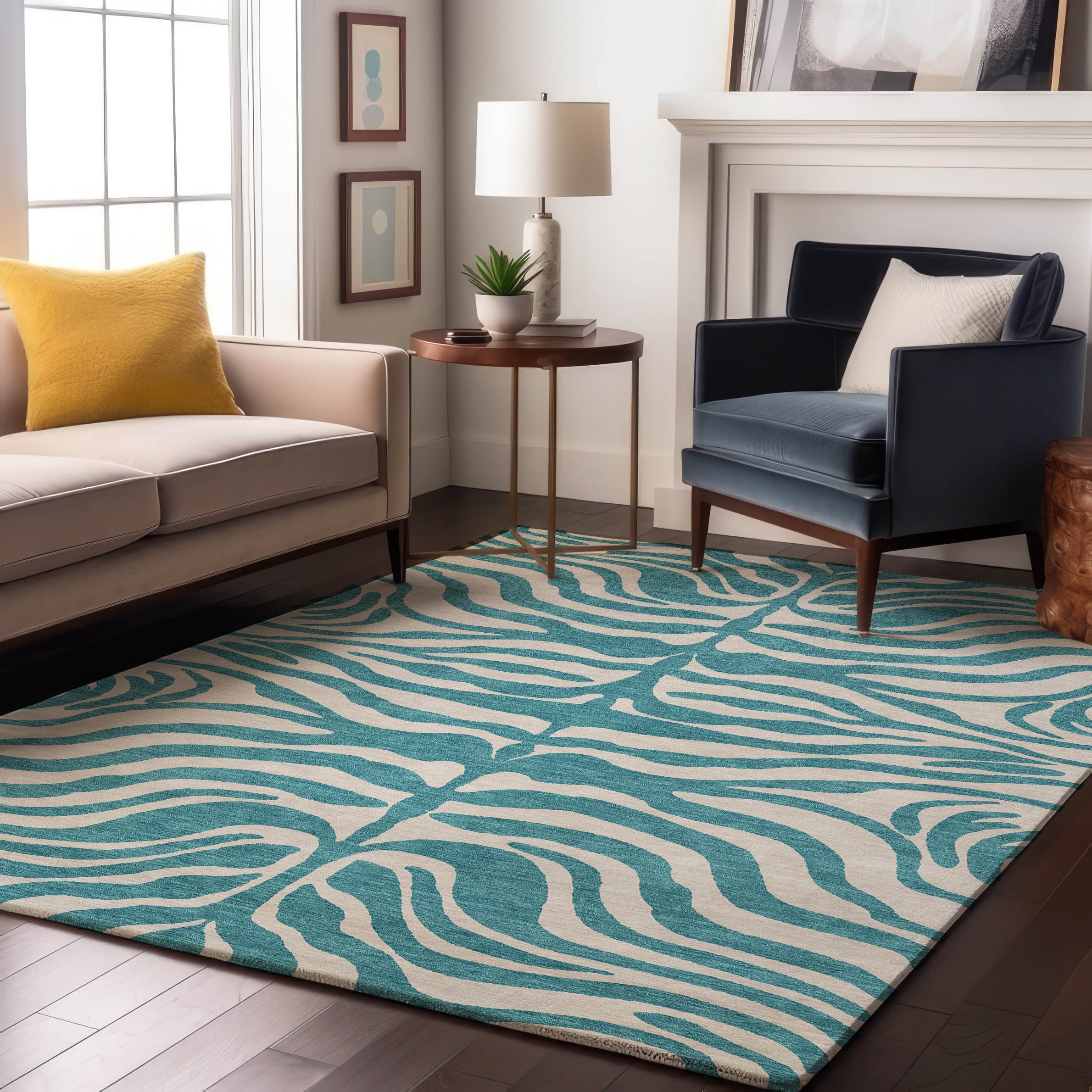 Dubrovnik Machine Washable Transitional Teal Rug 2'6" x 3'10" #shape_Rectangle