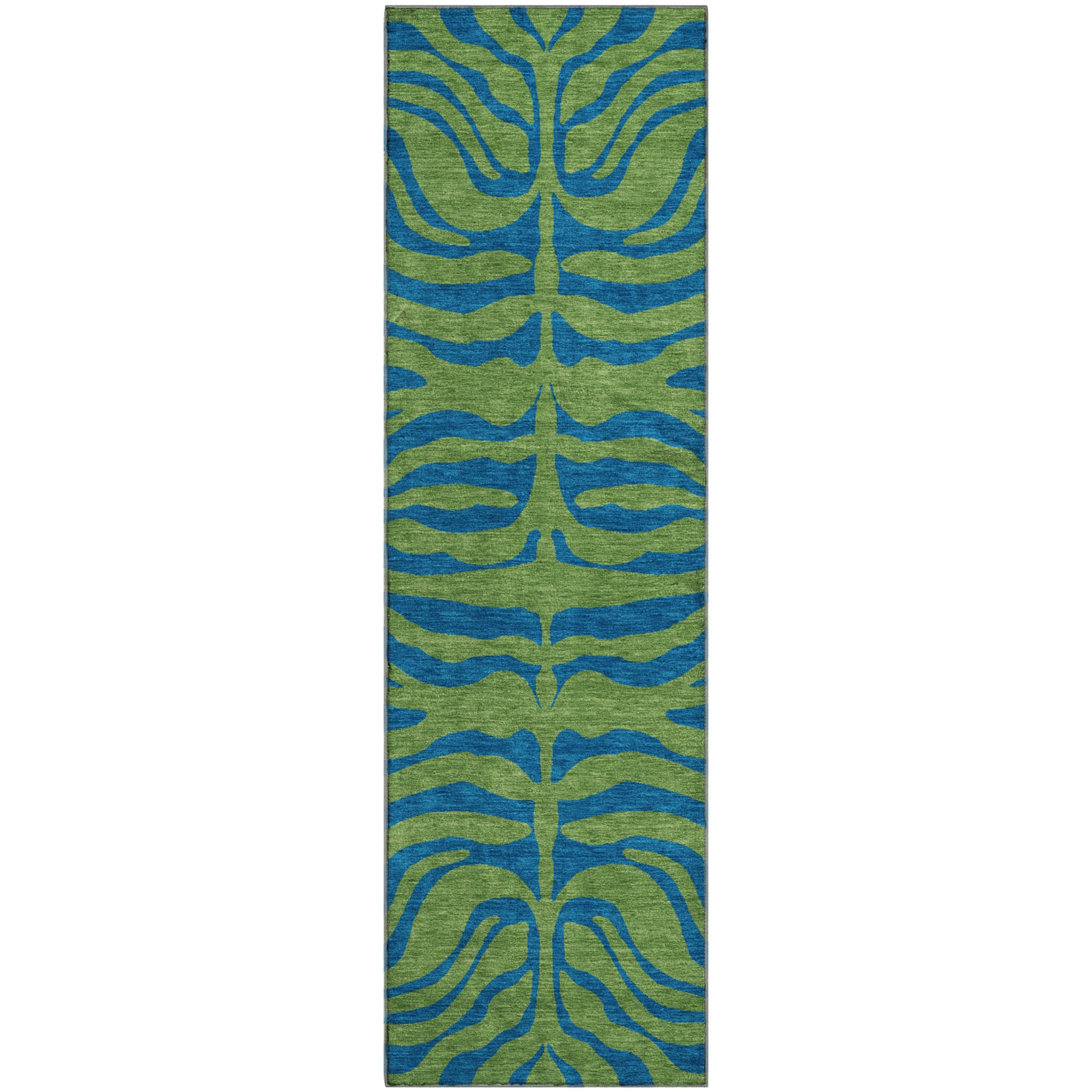 Reykjavik Machine Washable Transitional Green Rug 2'3" x 7'6" #shape_Runner