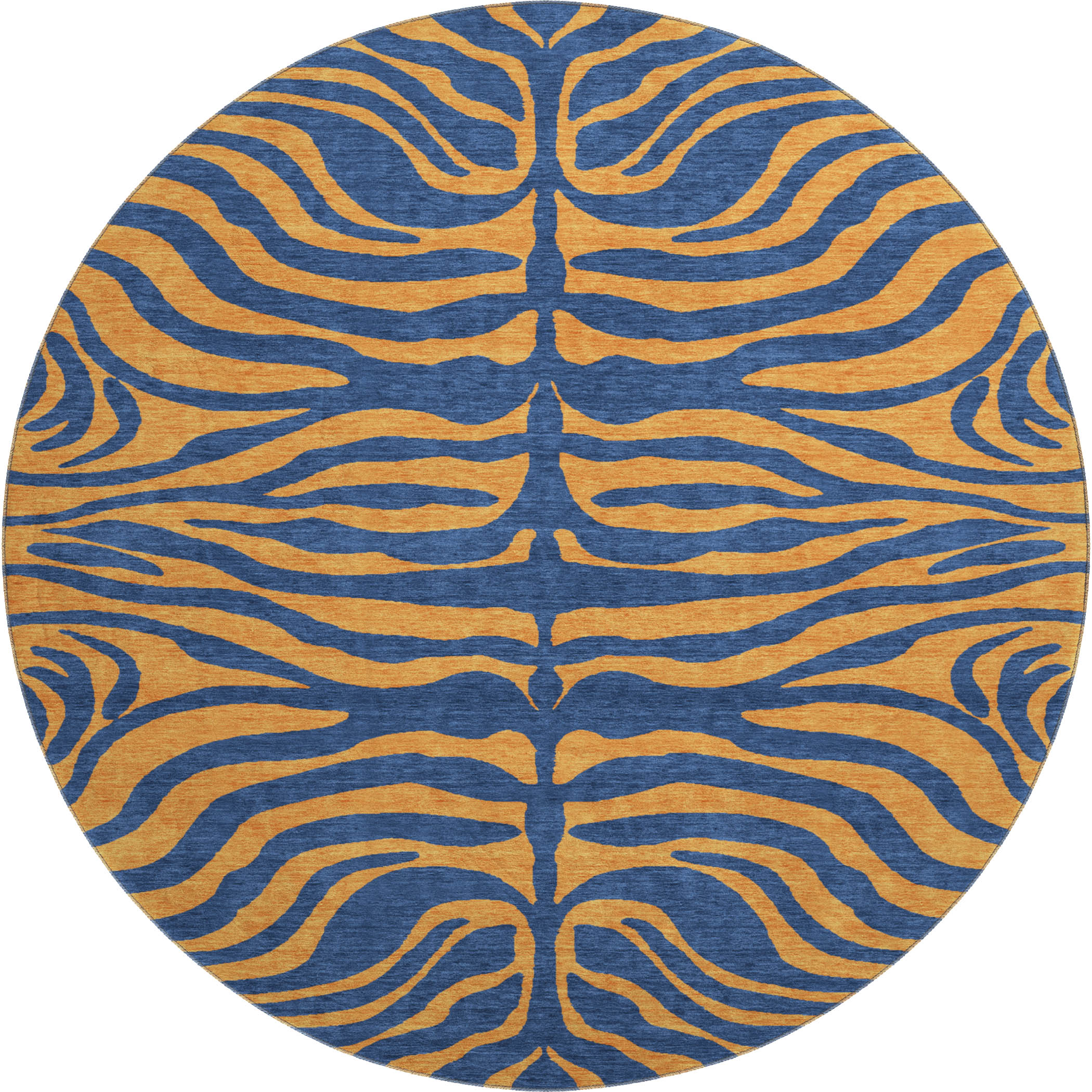 Reykjavik Machine Washable Transitional Navy Blue Rug 8' x 8' #shape_Round