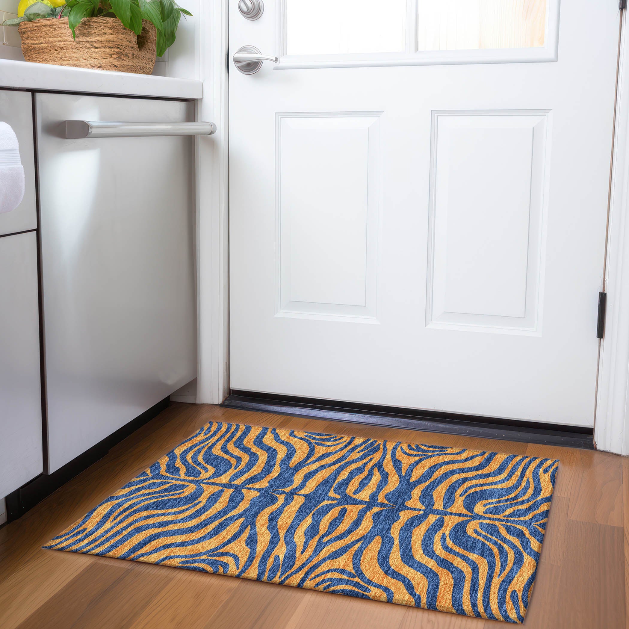 Reykjavik Machine Washable Transitional Navy Blue Rug 1'8" x 2'6" #shape_Rectangle
