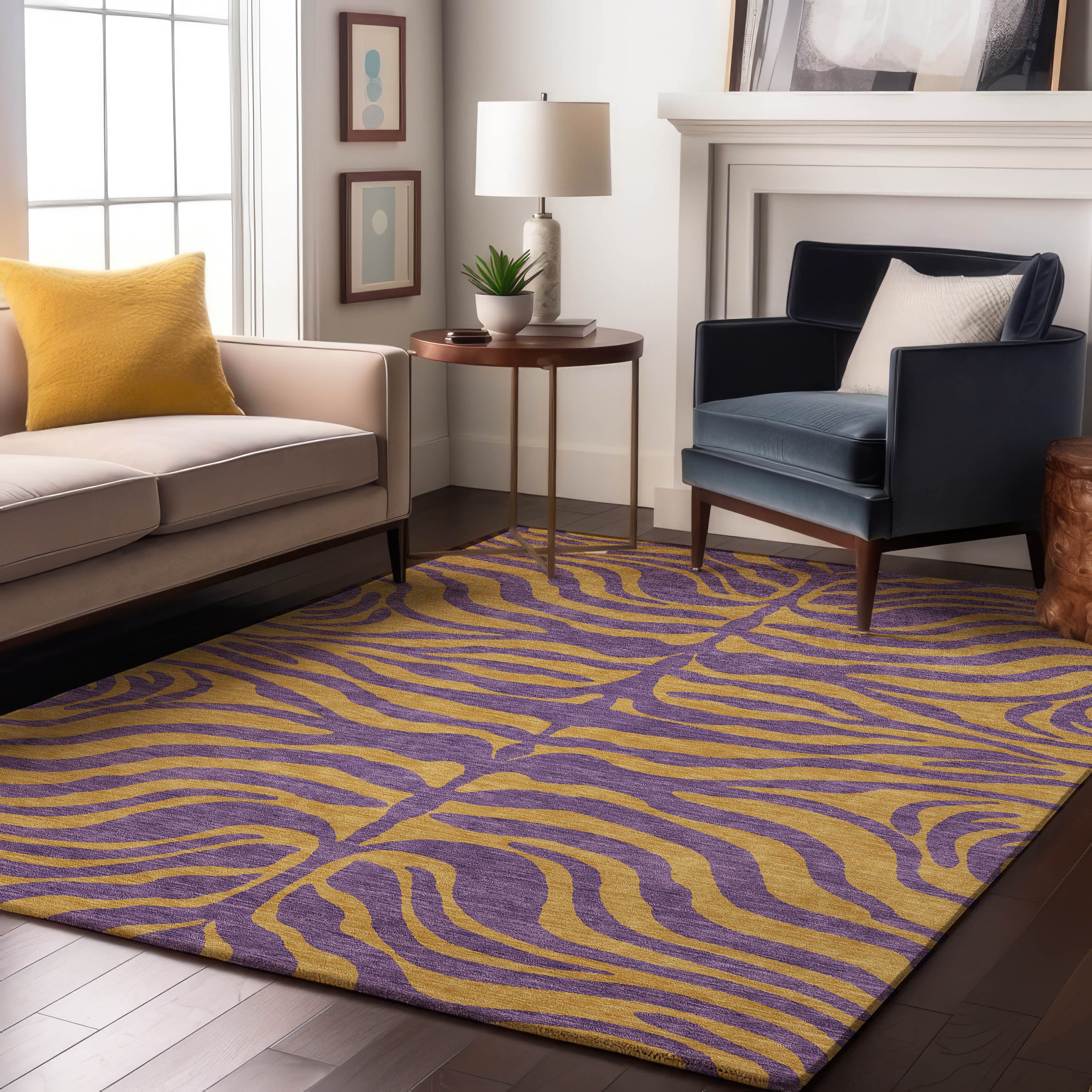 Reykjavik Machine Washable Transitional Purple Rug 2'6" x 3'10" #shape_Rectangle
