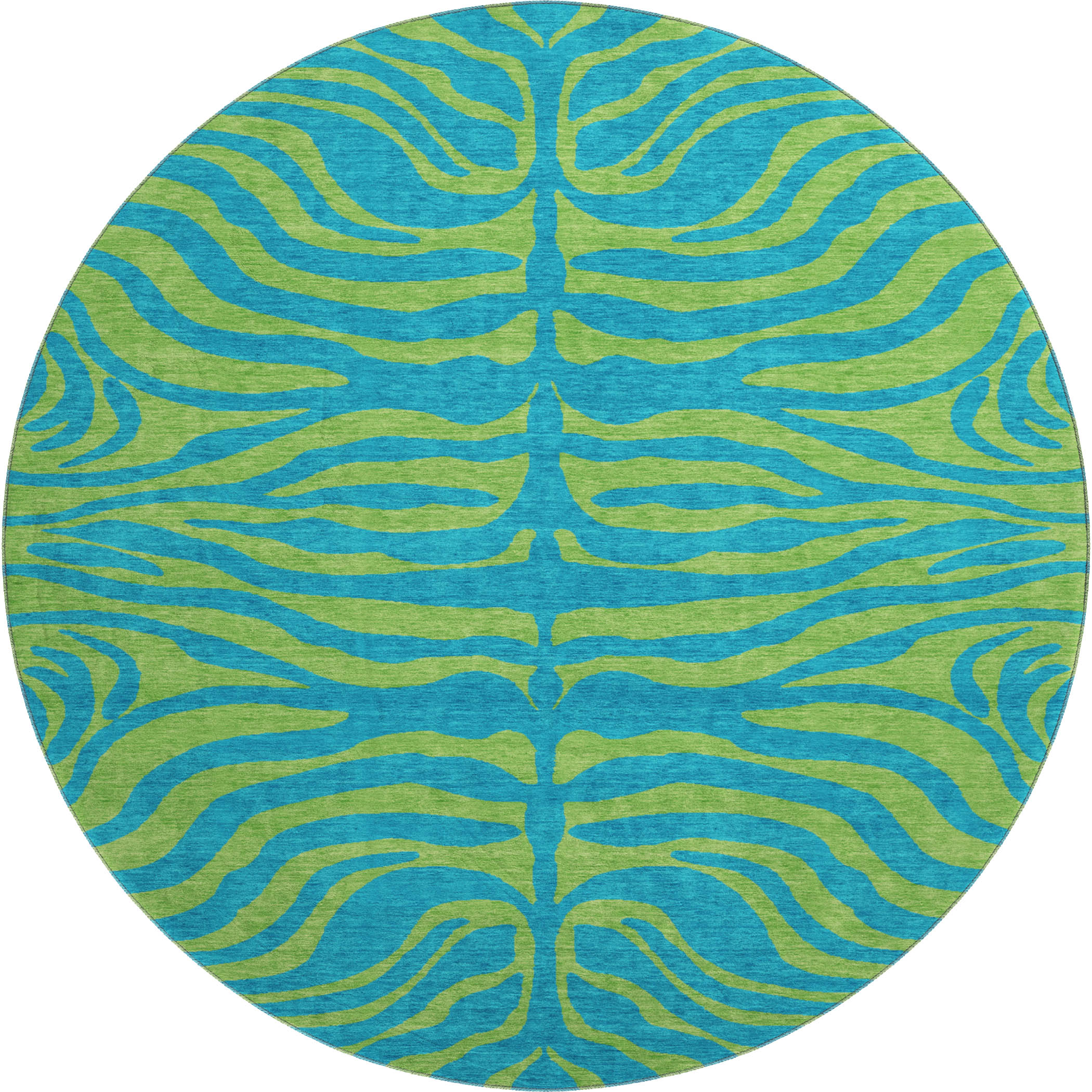 Reykjavik Machine Washable Transitional Teal Rug 8' x 8' #shape_Round