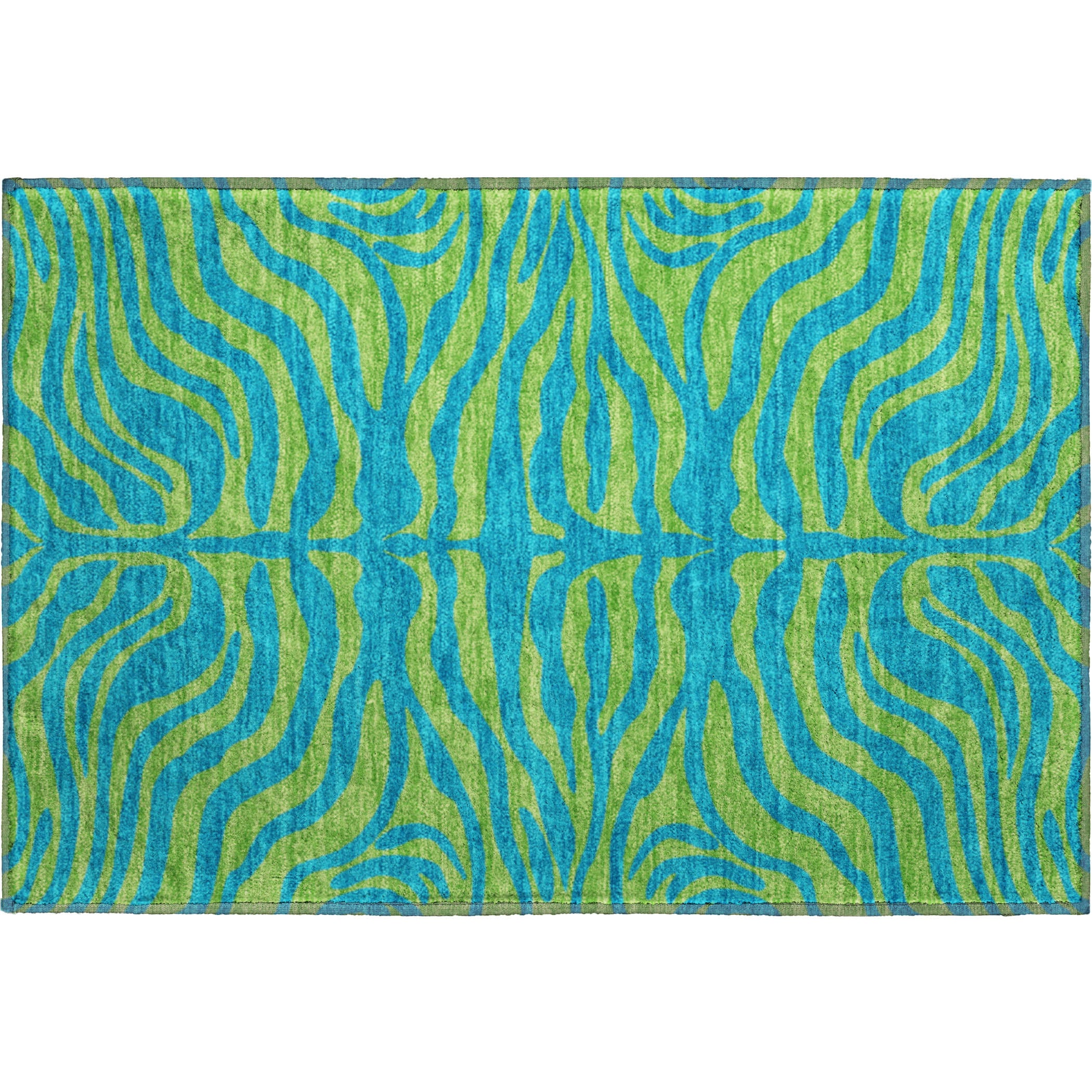 Reykjavik Machine Washable Transitional Teal Rug 1'8" x 2'6" #shape_Rectangle