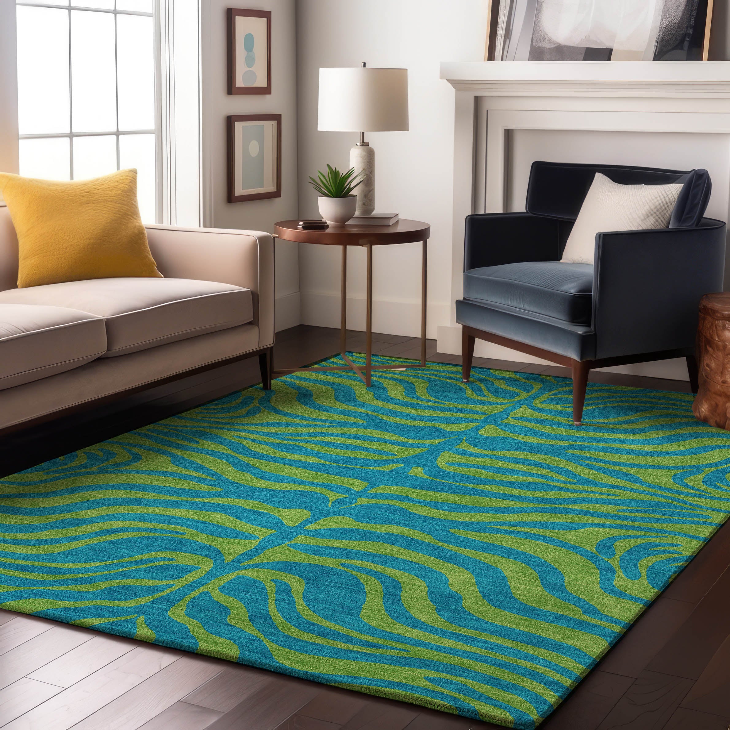 Reykjavik Machine Washable Transitional Teal Rug 2'6" x 3'10" #shape_Rectangle