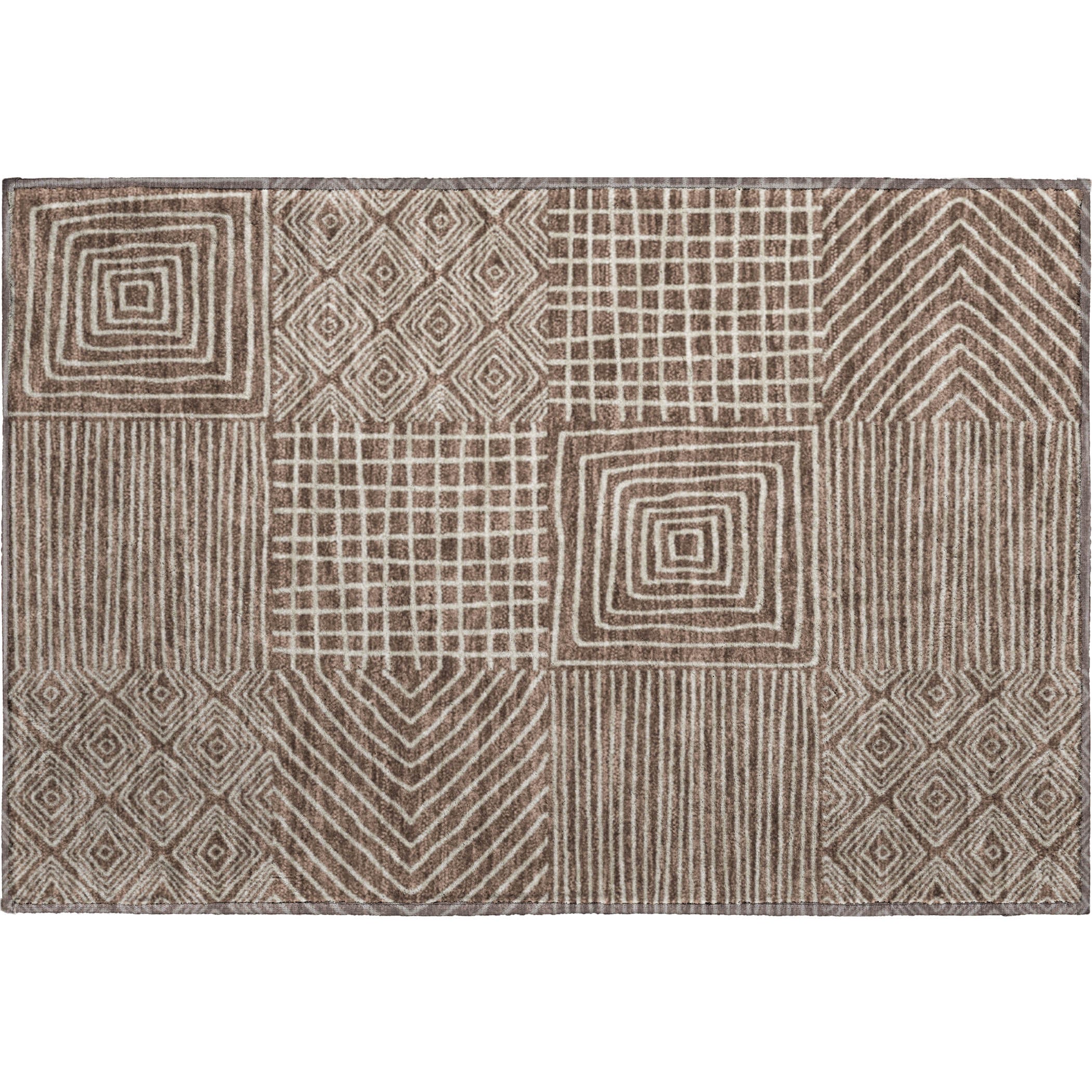 Santorini Machine Washable Transitional Brown Rug 1'8" x 2'6" #shape_Rectangle