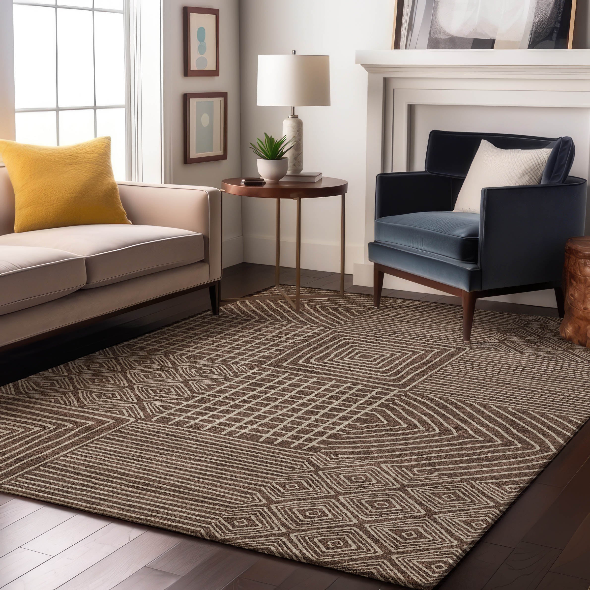 Santorini Machine Washable Transitional Brown Rug 2'6" x 3'10" #shape_Rectangle