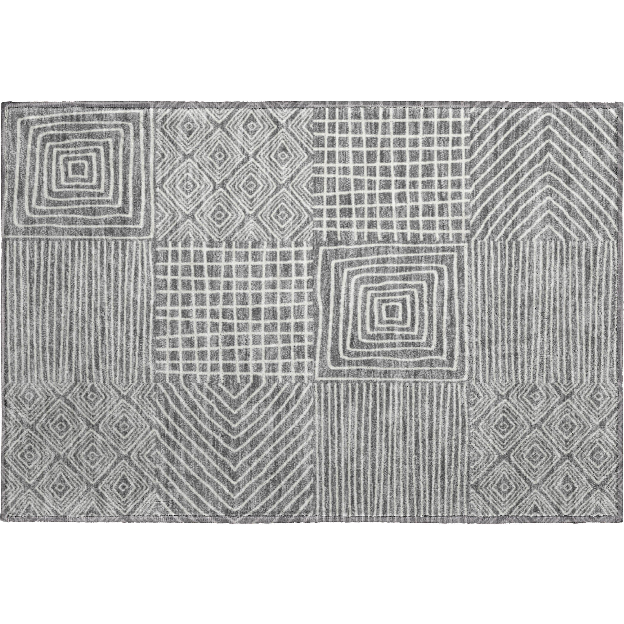 Santorini Machine Washable Transitional Charcoal Gray Rug 1'8" x 2'6" #shape_Rectangle