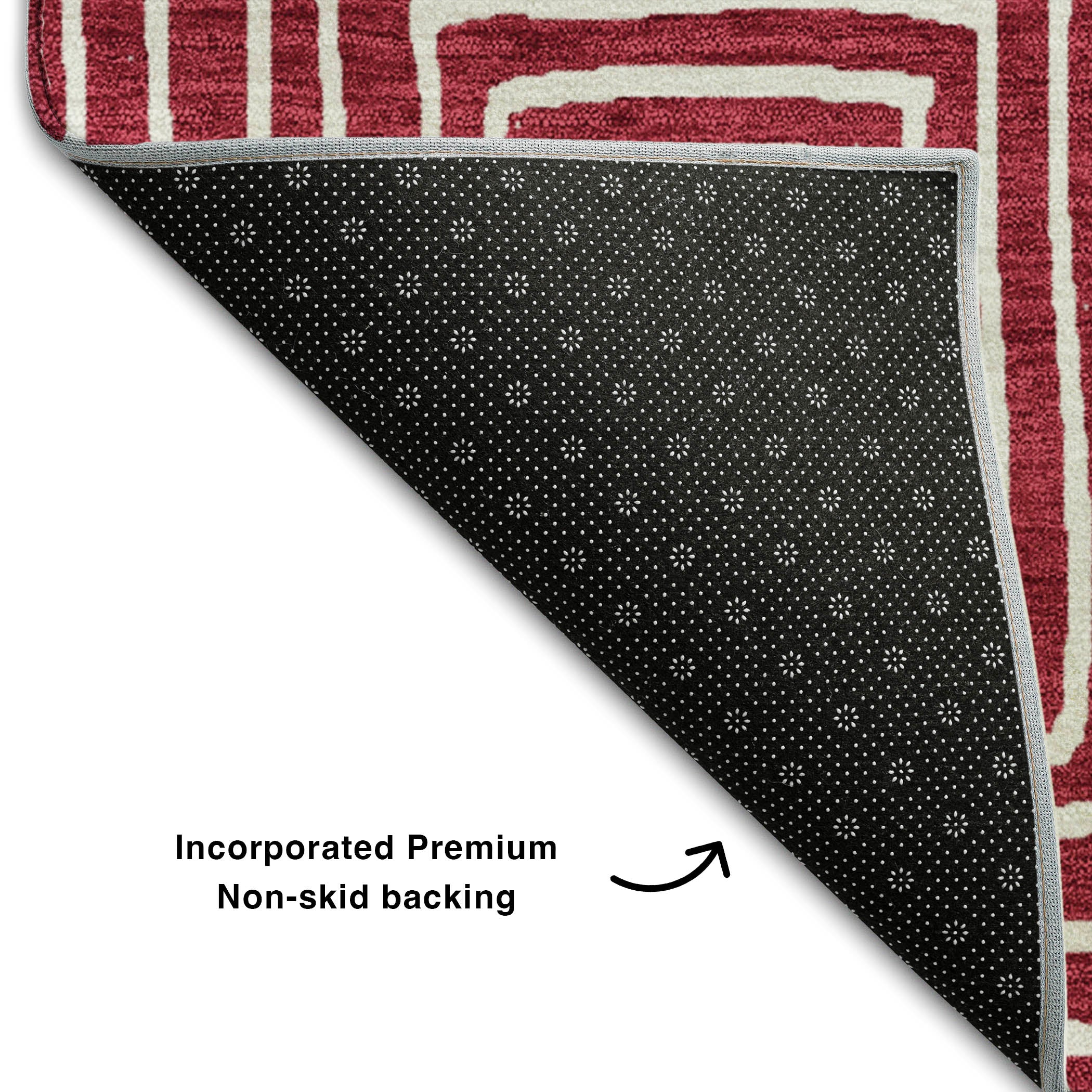Santorini Machine Washable Transitional Garnet Red Rug 1'8" x 2'6" #shape_Rectangle