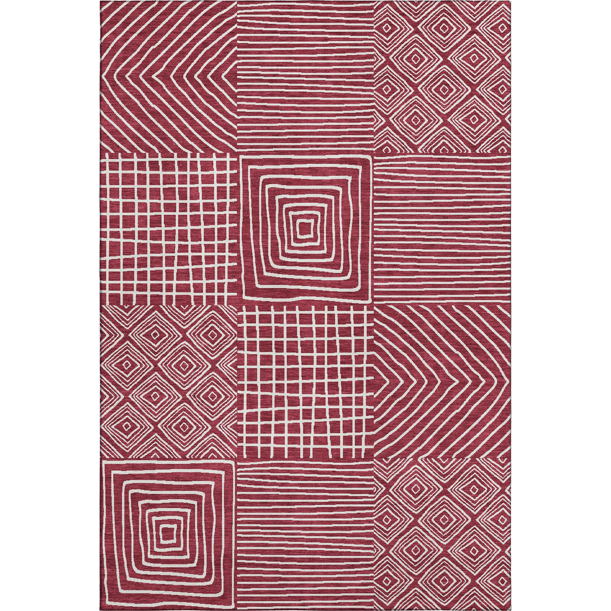 Santorini Machine Washable Transitional Garnet Red Rug 2'6" x 3'10" #shape_Rectangle