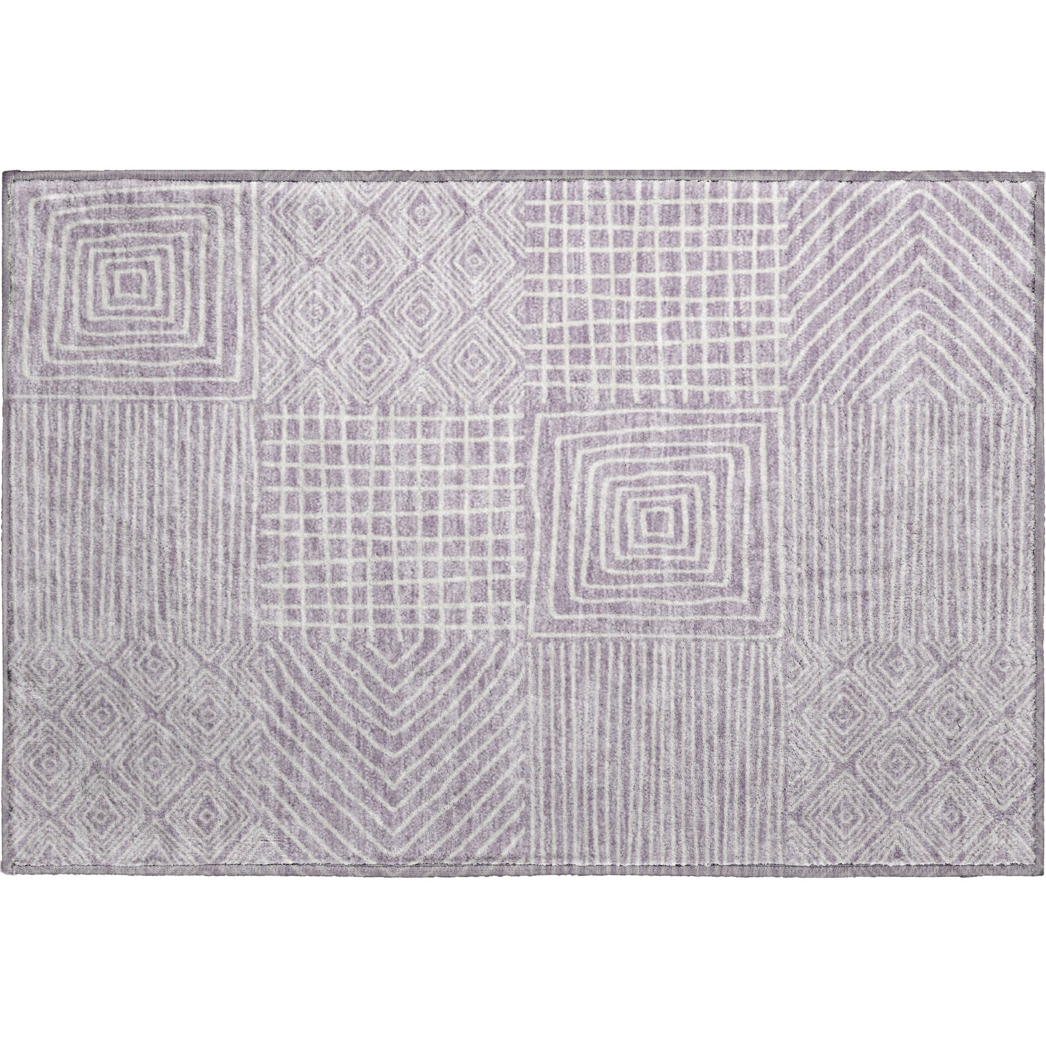 Santorini Machine Washable Transitional Lavender Purple Rug 1'8" x 2'6" #shape_Rectangle