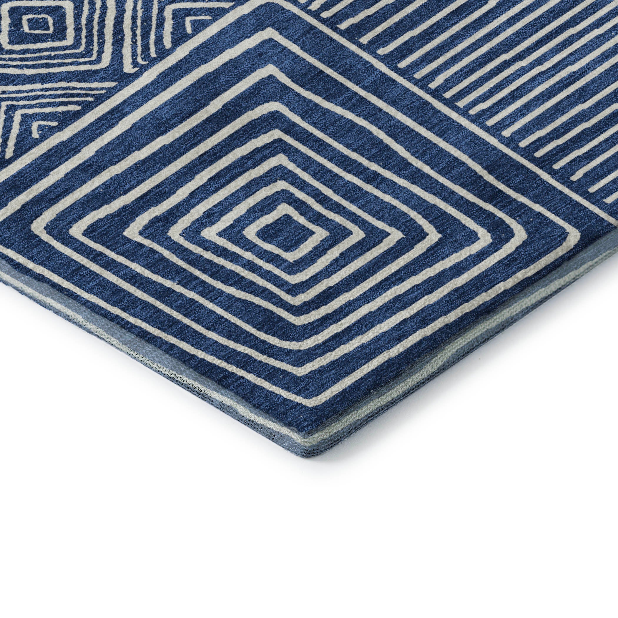 Santorini Machine Washable Transitional Navy Blue Rug 1'8" x 2'6" #shape_Rectangle