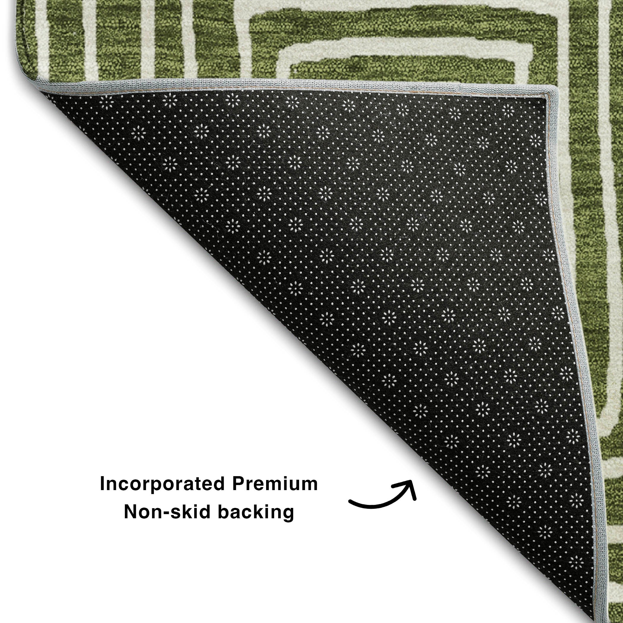 Santorini Machine Washable Transitional Olive Green Rug 1'8" x 2'6" #shape_Rectangle