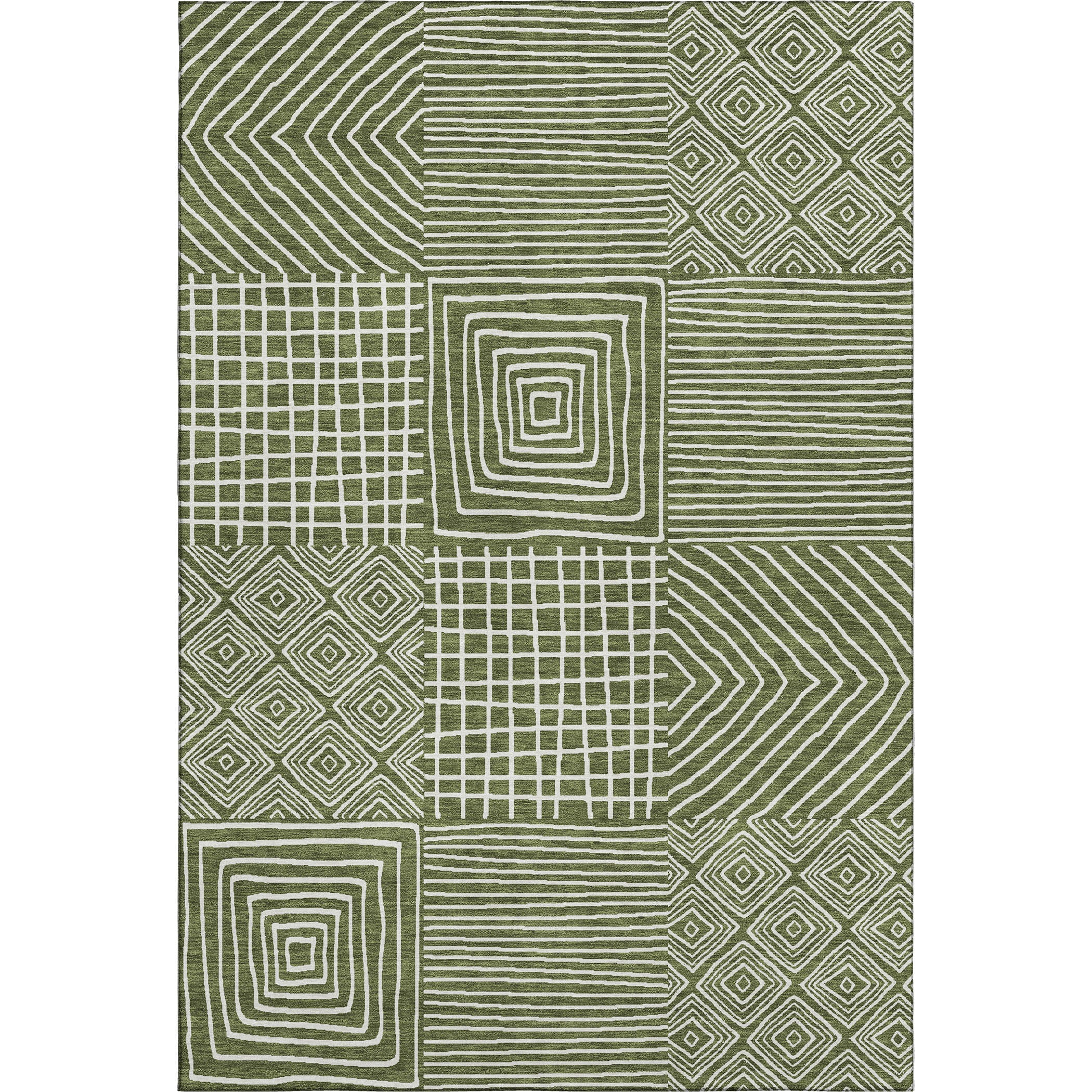 Santorini Machine Washable Transitional Olive Green Rug 2'6" x 3'10" #shape_Rectangle