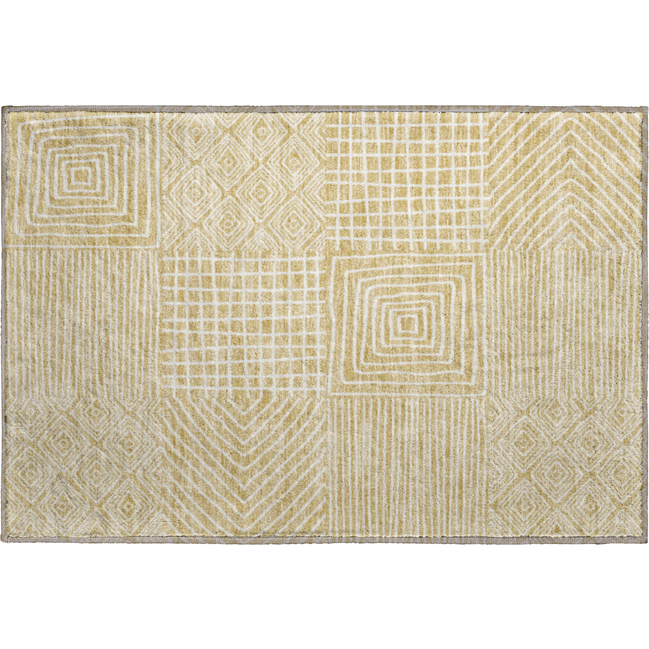 Santorini Machine Washable Transitional Wheat Gold Rug 1'8" x 2'6" #shape_Rectangle