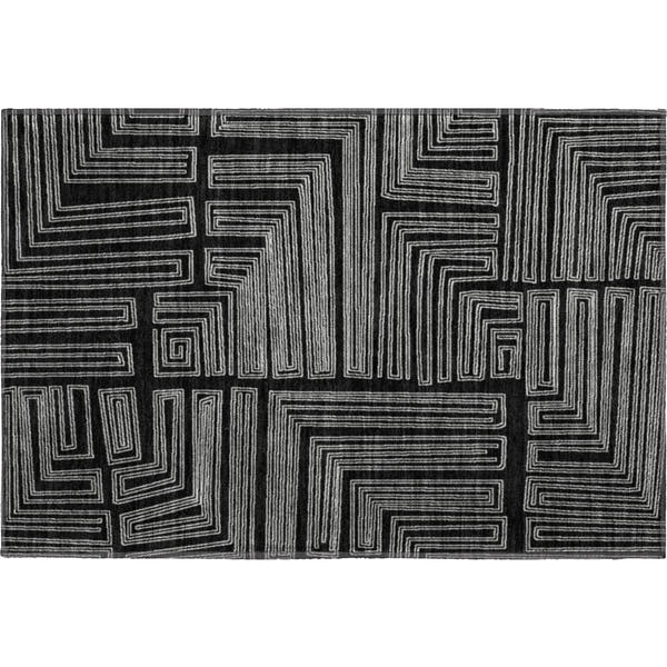 Vienna Machine Washable Transitional Black Rug 1'8" x 2'6"