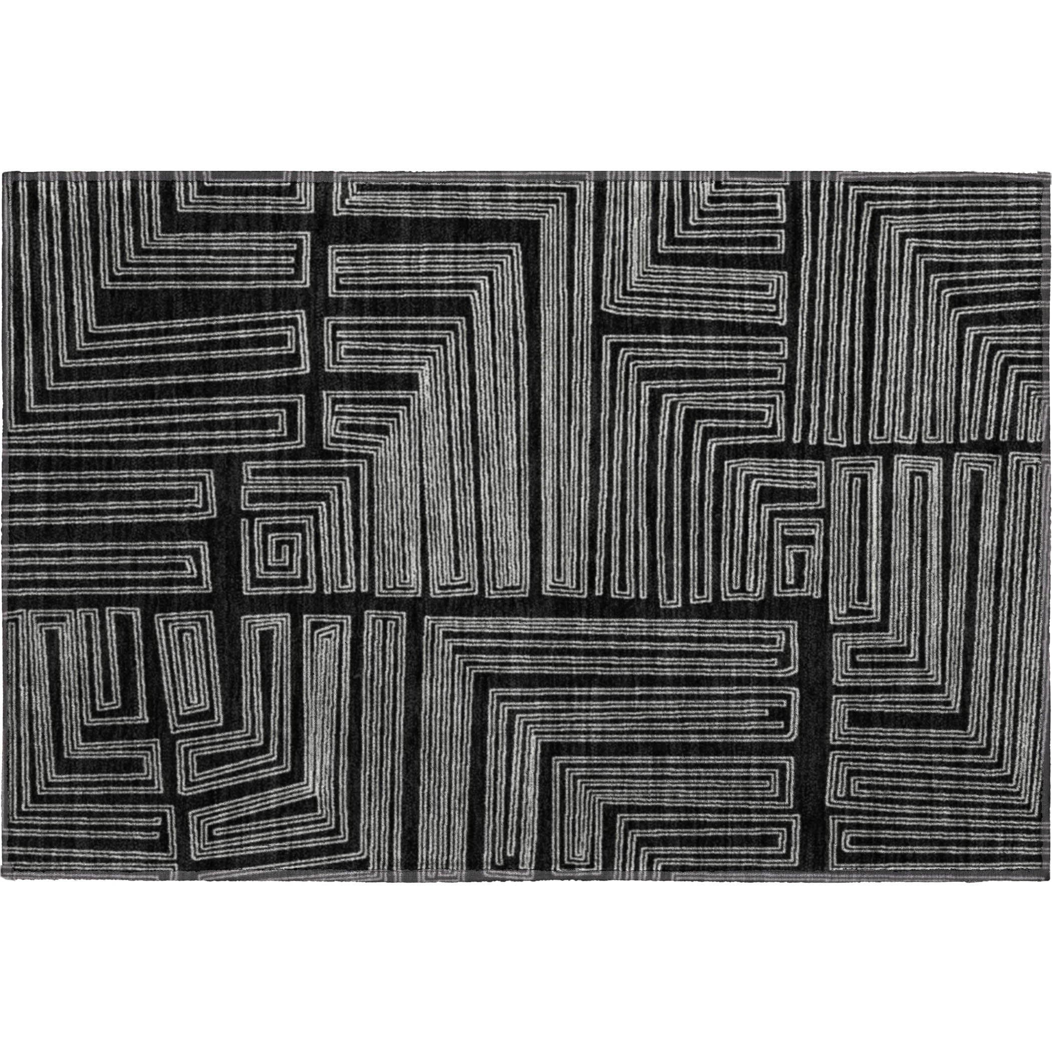 Vienna Machine Washable Transitional Black Rug 1'8" x 2'6" #shape_Rectangle