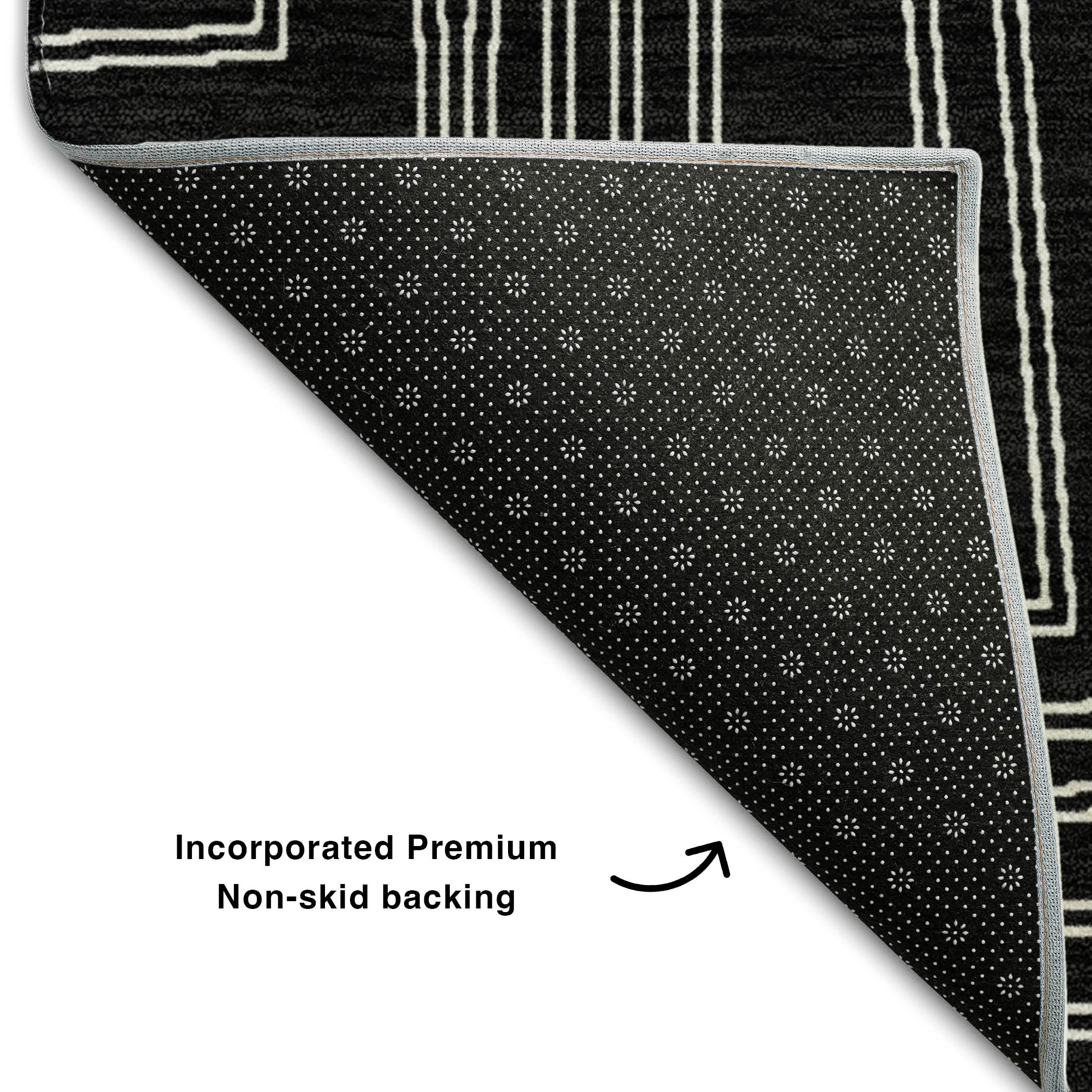 Vienna Machine Washable Transitional Black Rug 1'8" x 2'6" #shape_Rectangle