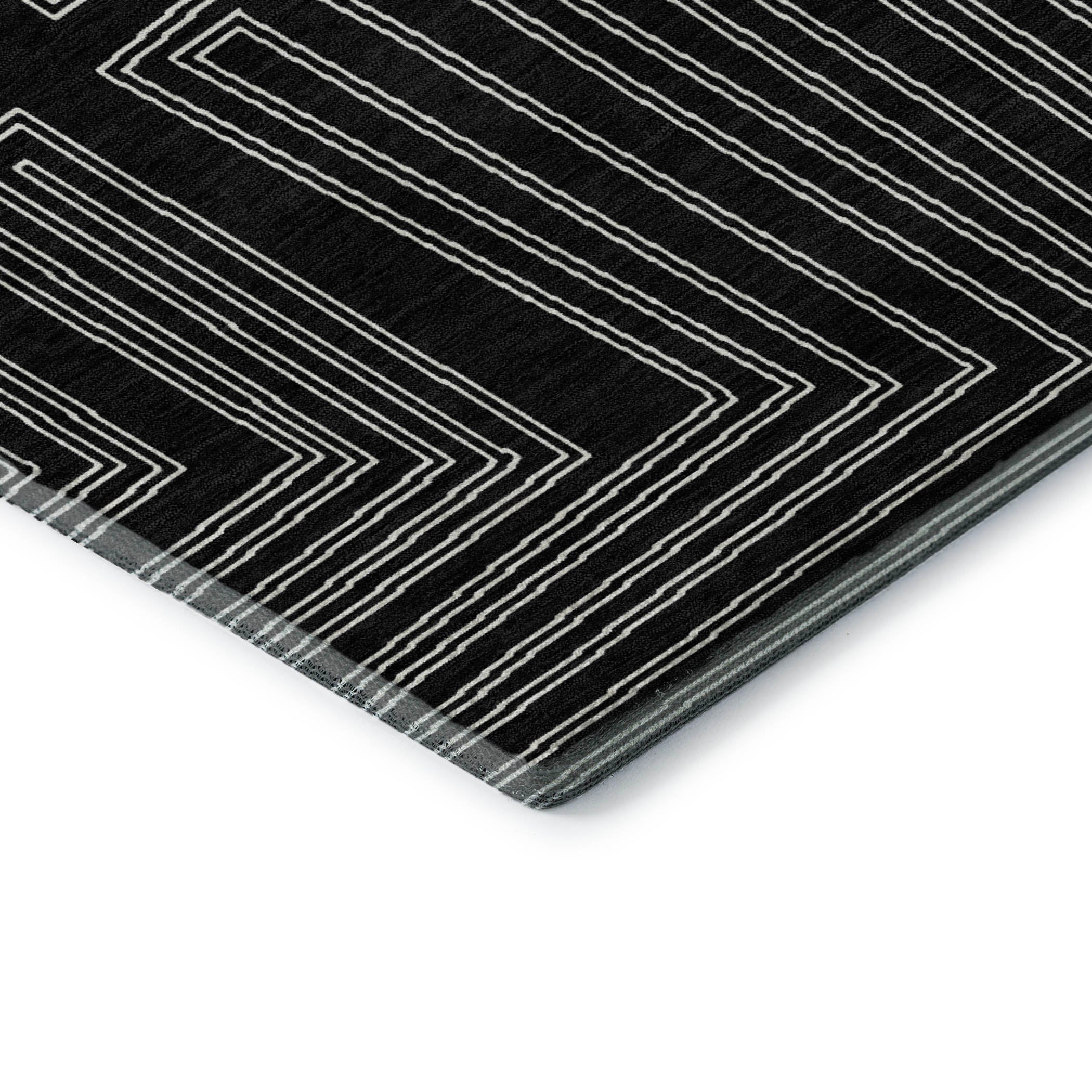 Vienna Machine Washable Transitional Black Rug 1'8" x 2'6" #shape_Rectangle