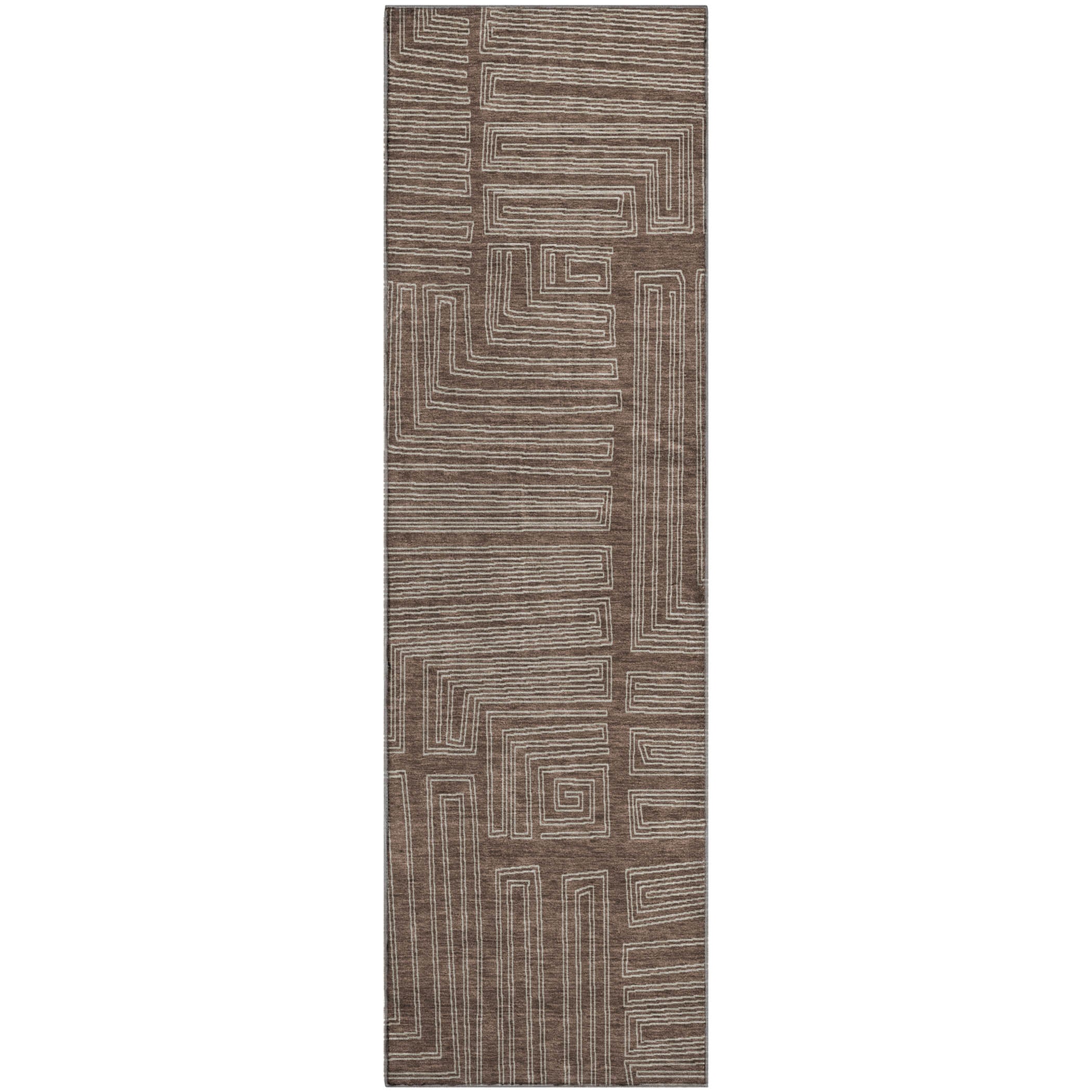 Vienna Machine Washable Transitional Brown Rug 2'3" x 7'6" #shape_Runner