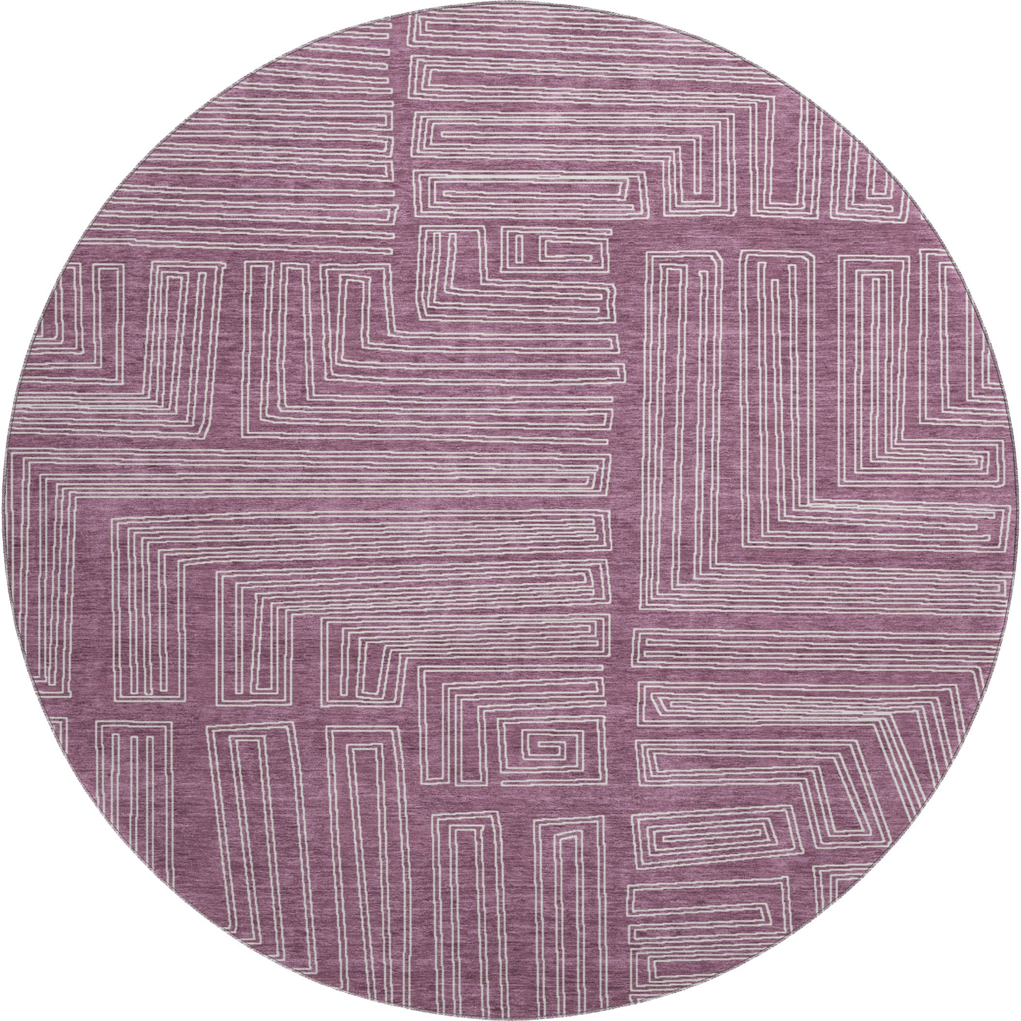 Vienna Machine Washable Transitional Eggplant Purple Rug 8' x 8' #shape_Round