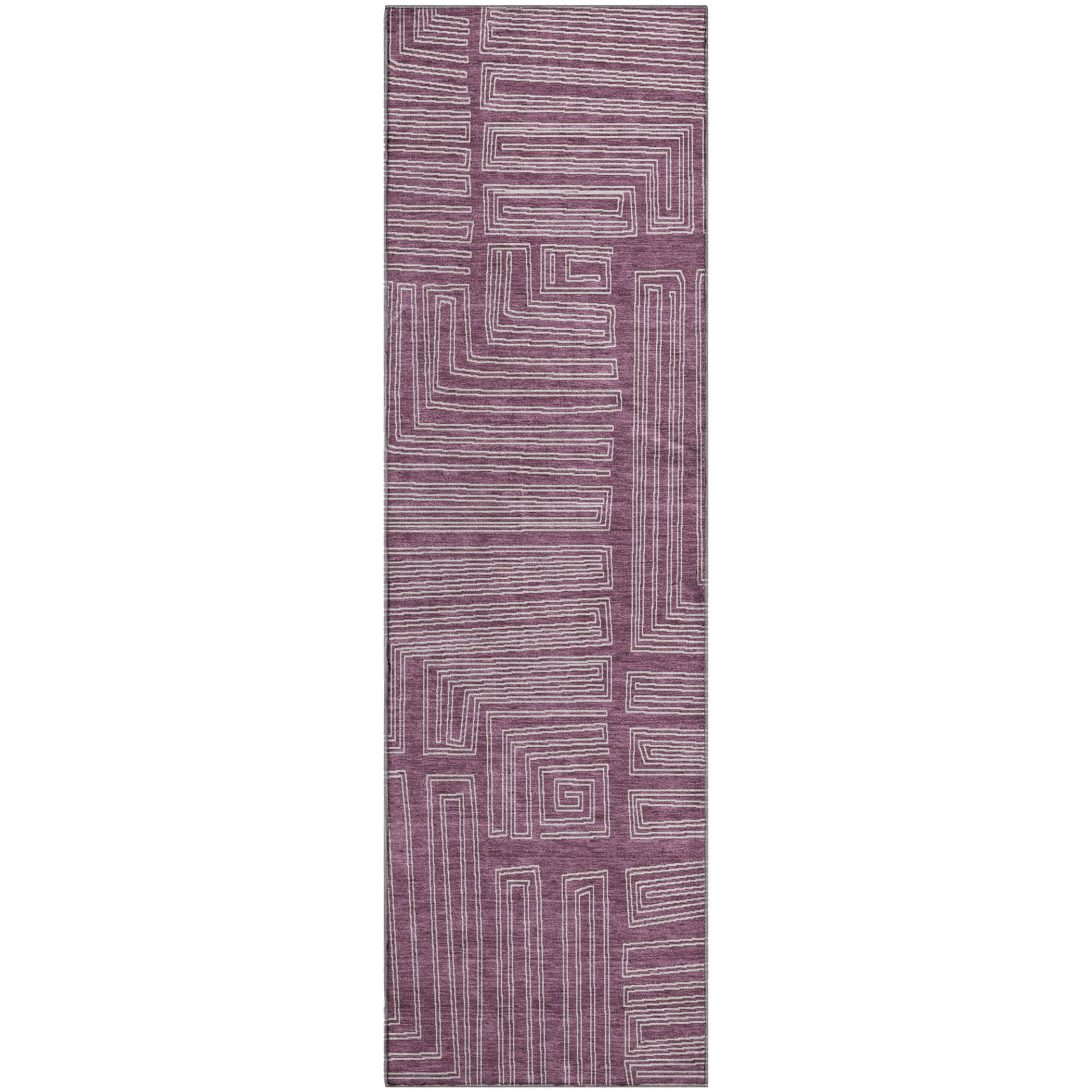Vienna Machine Washable Transitional Eggplant Purple Rug 2'3" x 7'6" #shape_Runner
