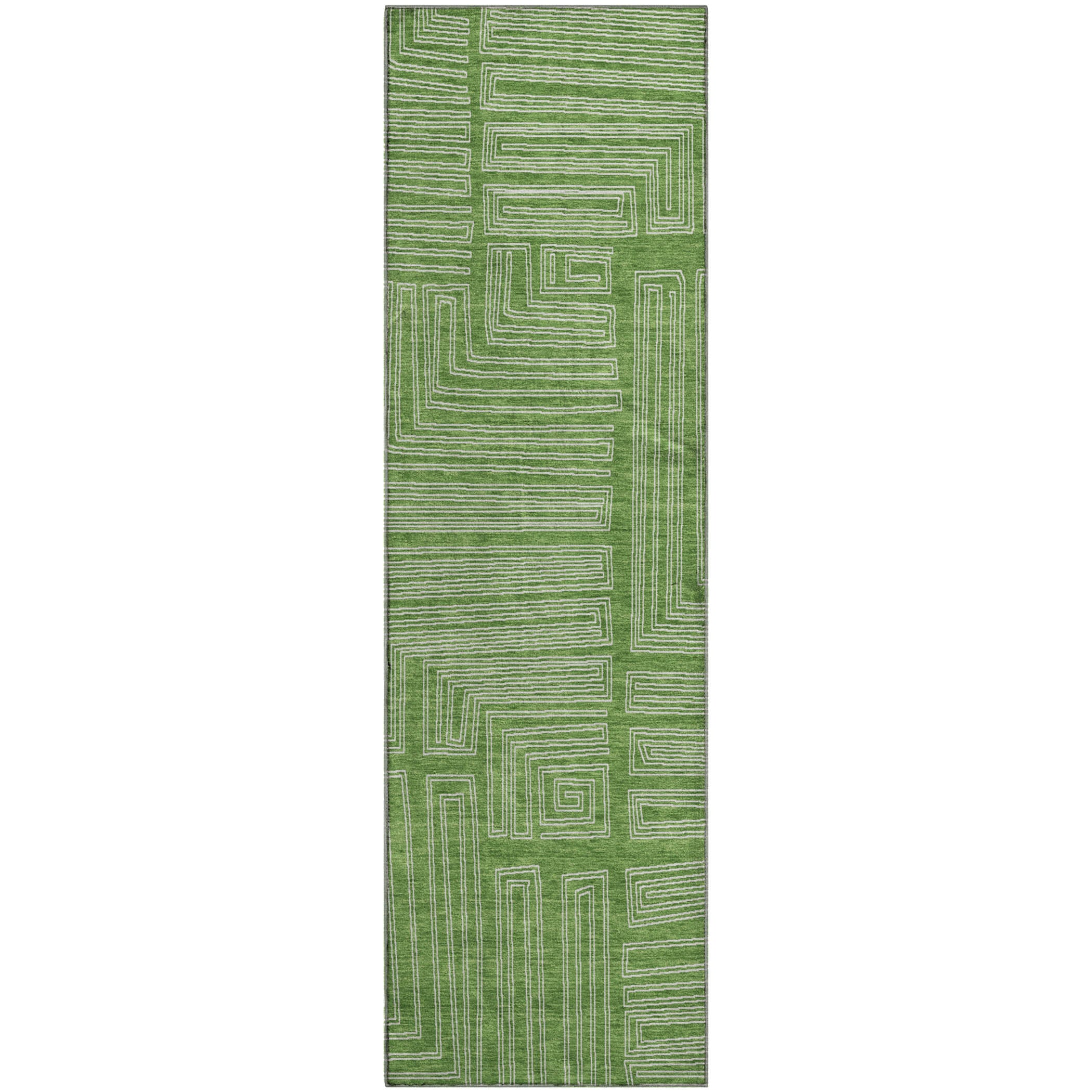 Vienna Machine Washable Transitional Green Rug 2'3" x 7'6" #shape_Runner
