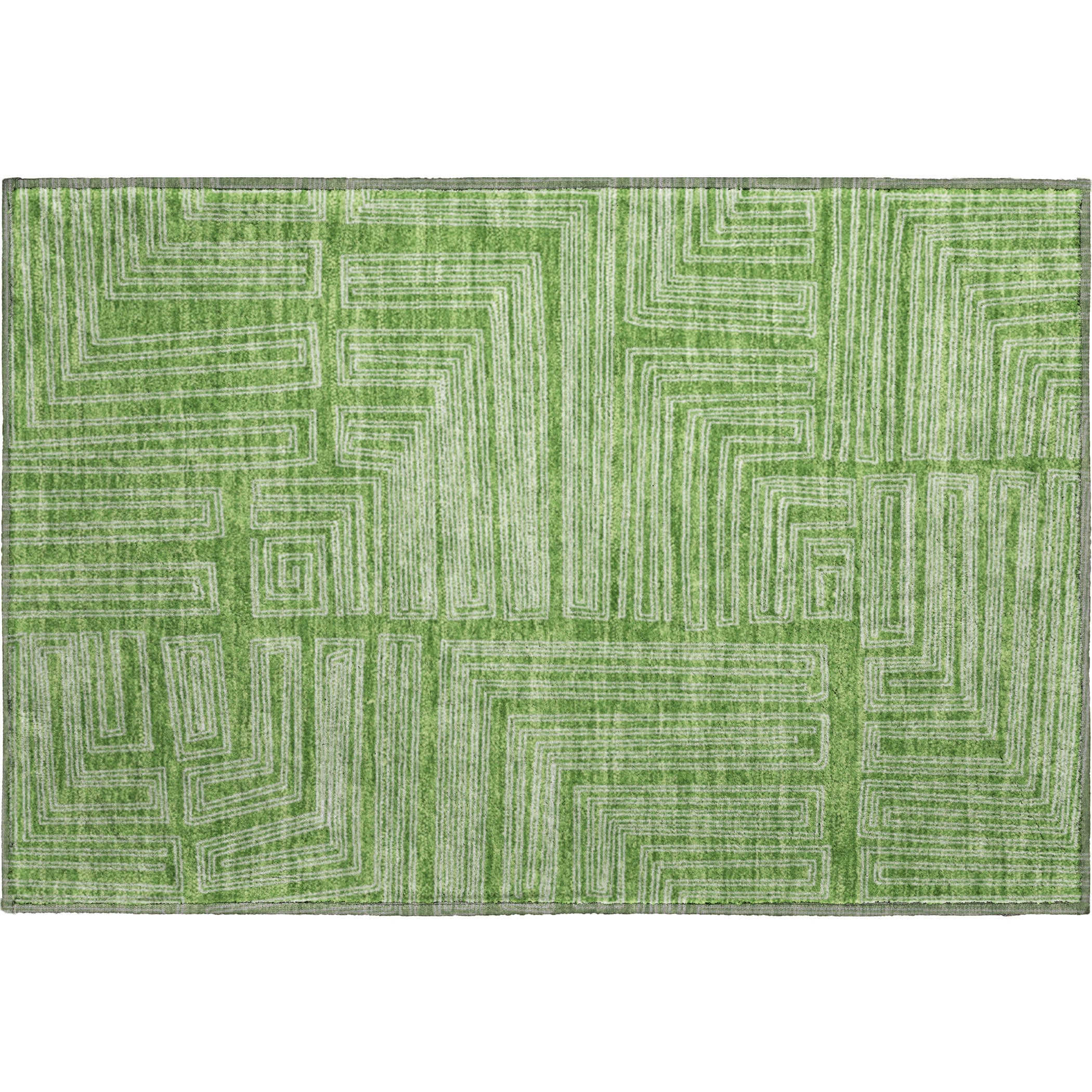 Vienna Machine Washable Transitional Green Rug 1'8" x 2'6" #shape_Rectangle