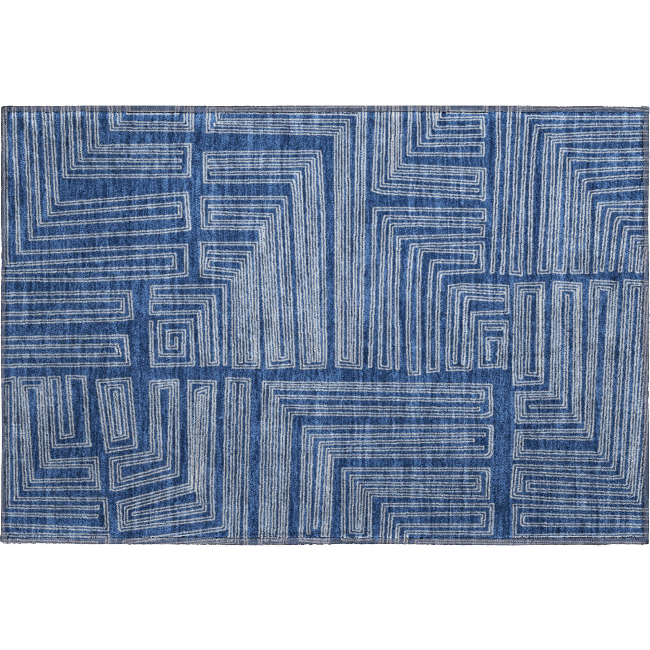 Vienna Machine Washable Transitional Navy Blue Rug 1'8" x 2'6" #shape_Rectangle