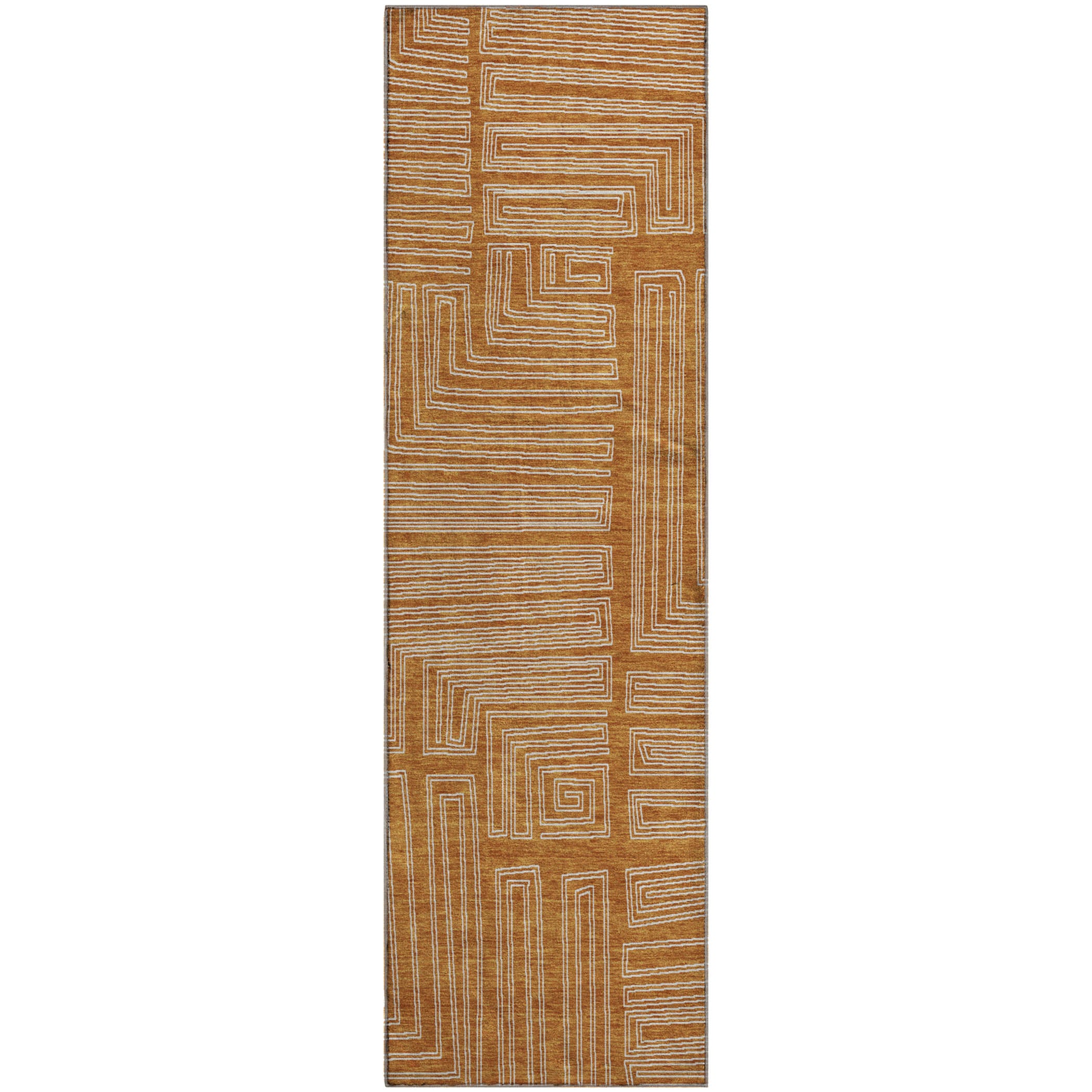 Vienna Machine Washable Transitional Paprika Orange Rug 2'3" x 7'6" #shape_Runner